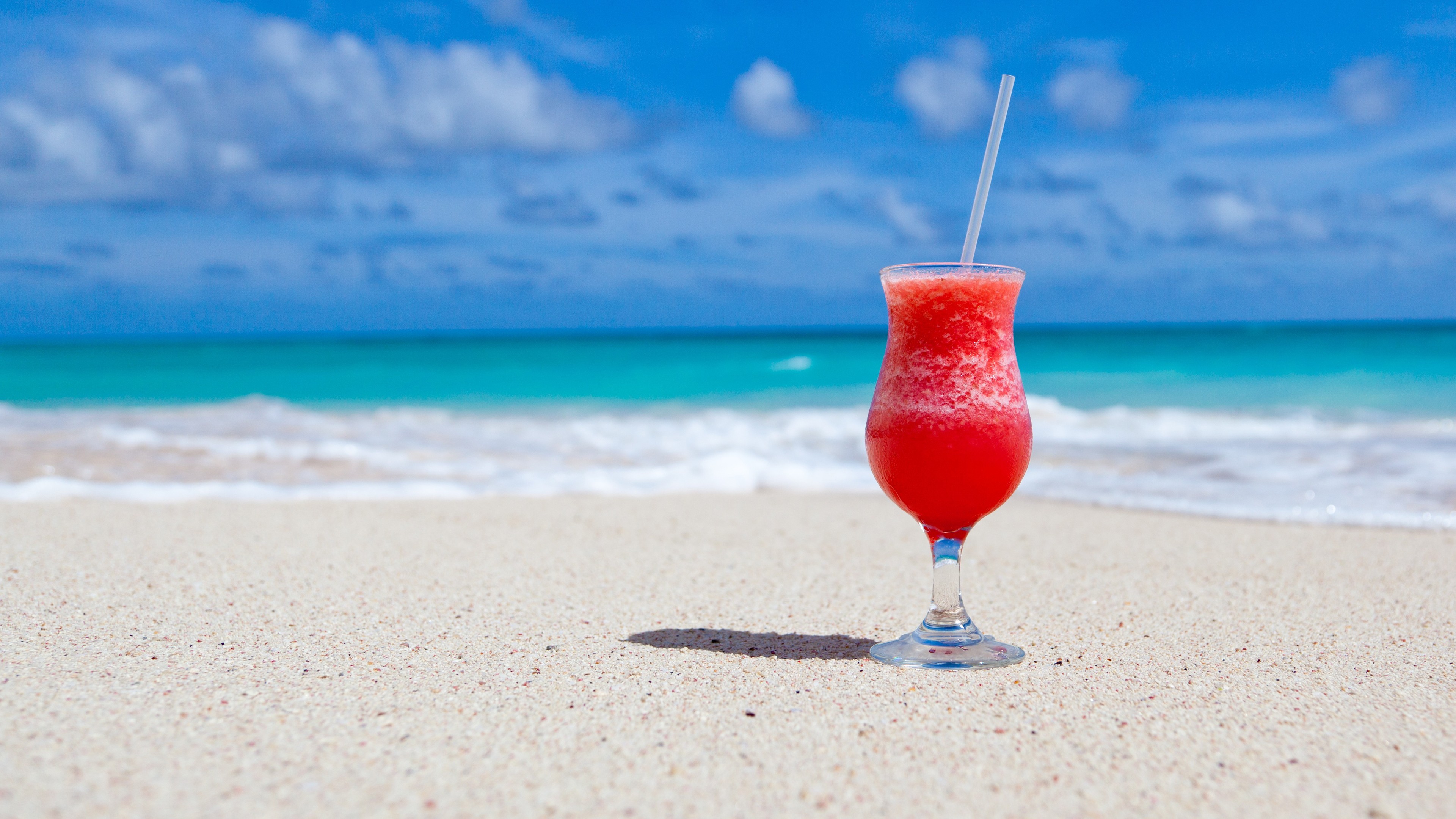 General 3840x2160 beach sand cocktails tropical drinking glass outdoors sky sea horizon