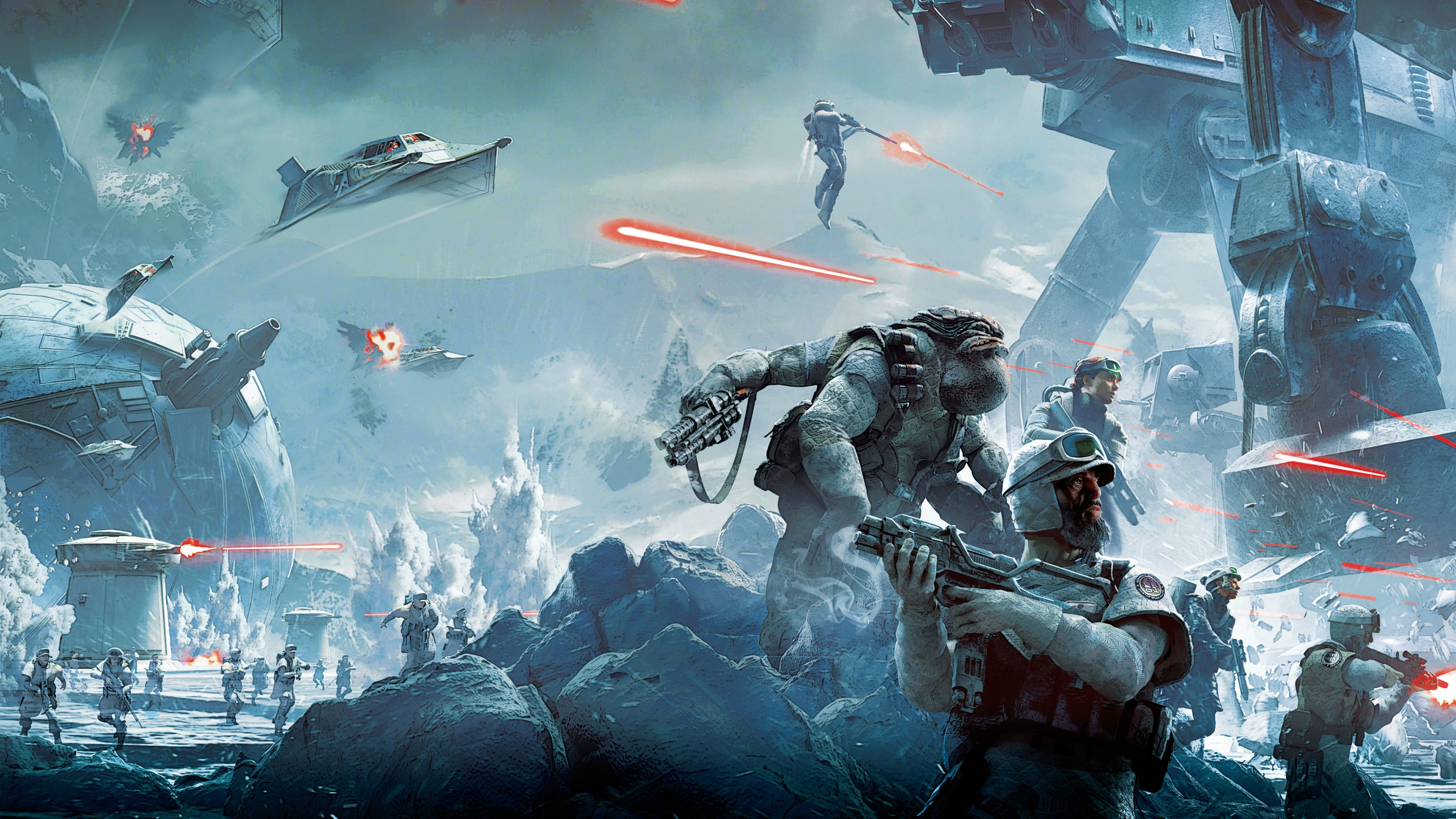 General 3840x2160 Star Wars video games battle Hoth soldier Star Wars: Battlefront PC gaming science fiction Rebel Alliance T-47 airspeeder 
