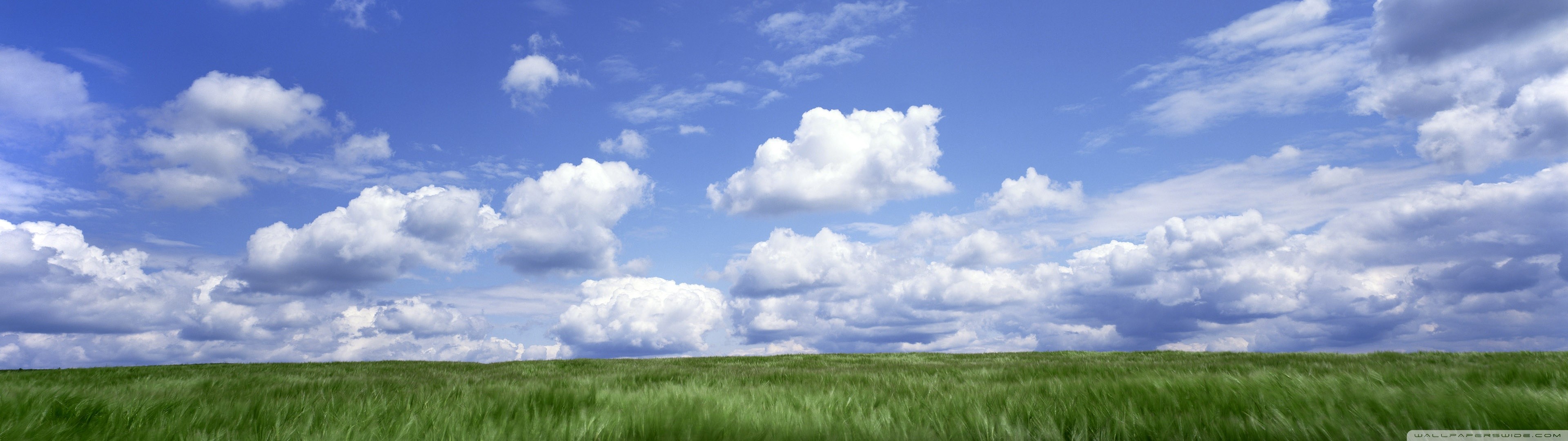 General 3840x1080 multiple display sky clouds grass nature landscape