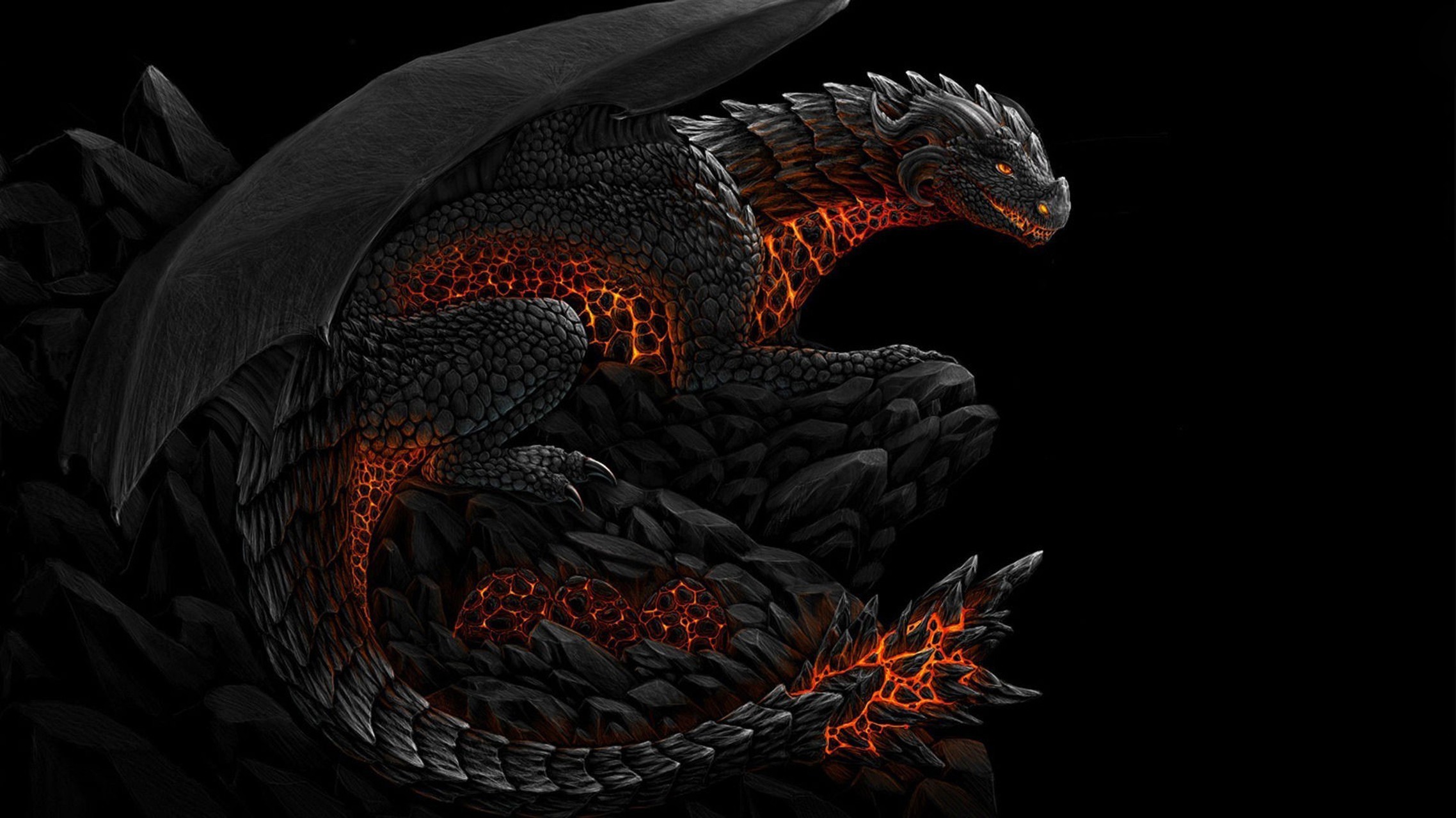 General 2276x1280 dragon fantasy art artwork creature black background simple background