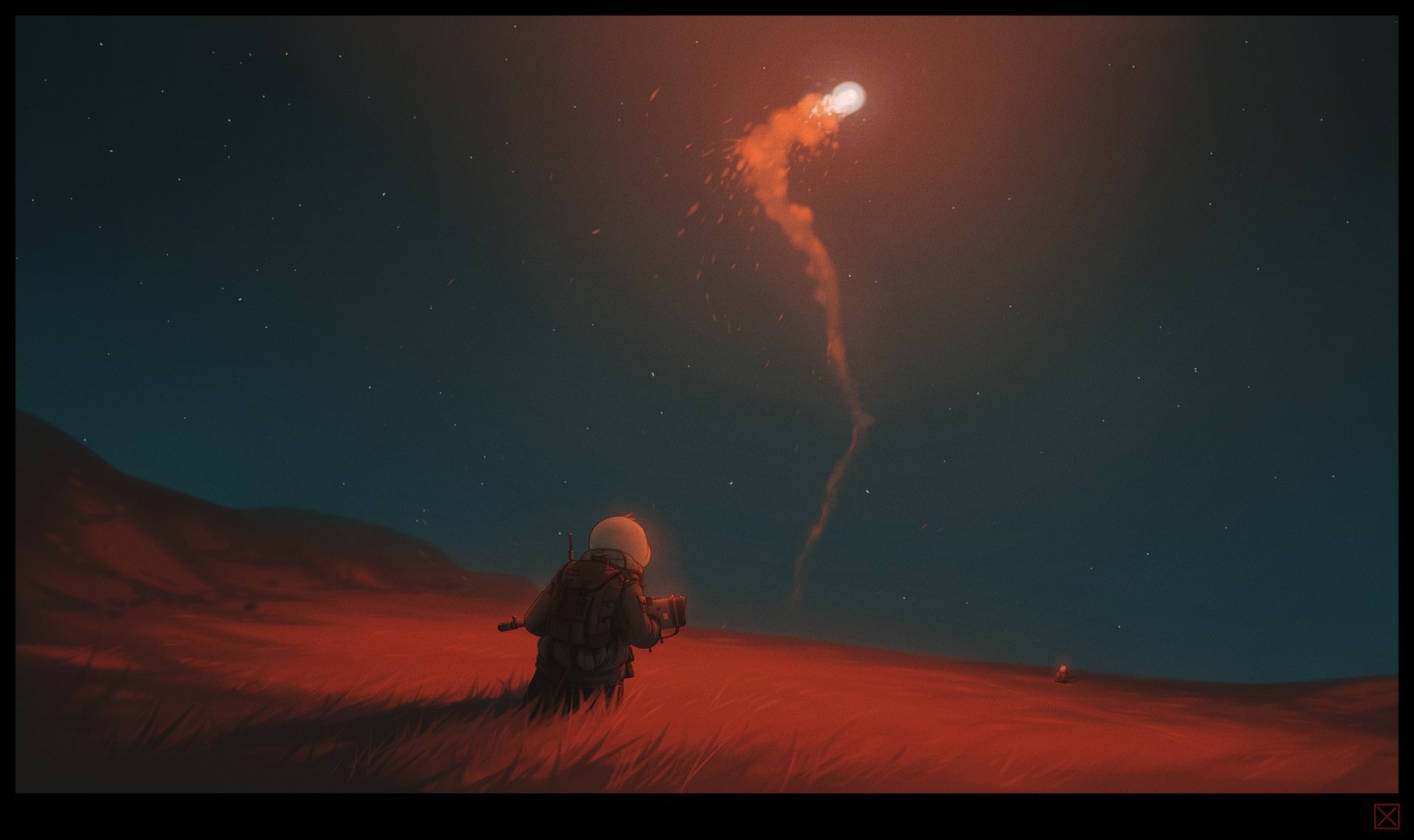 General 1920x1141 flares weapon backpacks grass night artwork sky