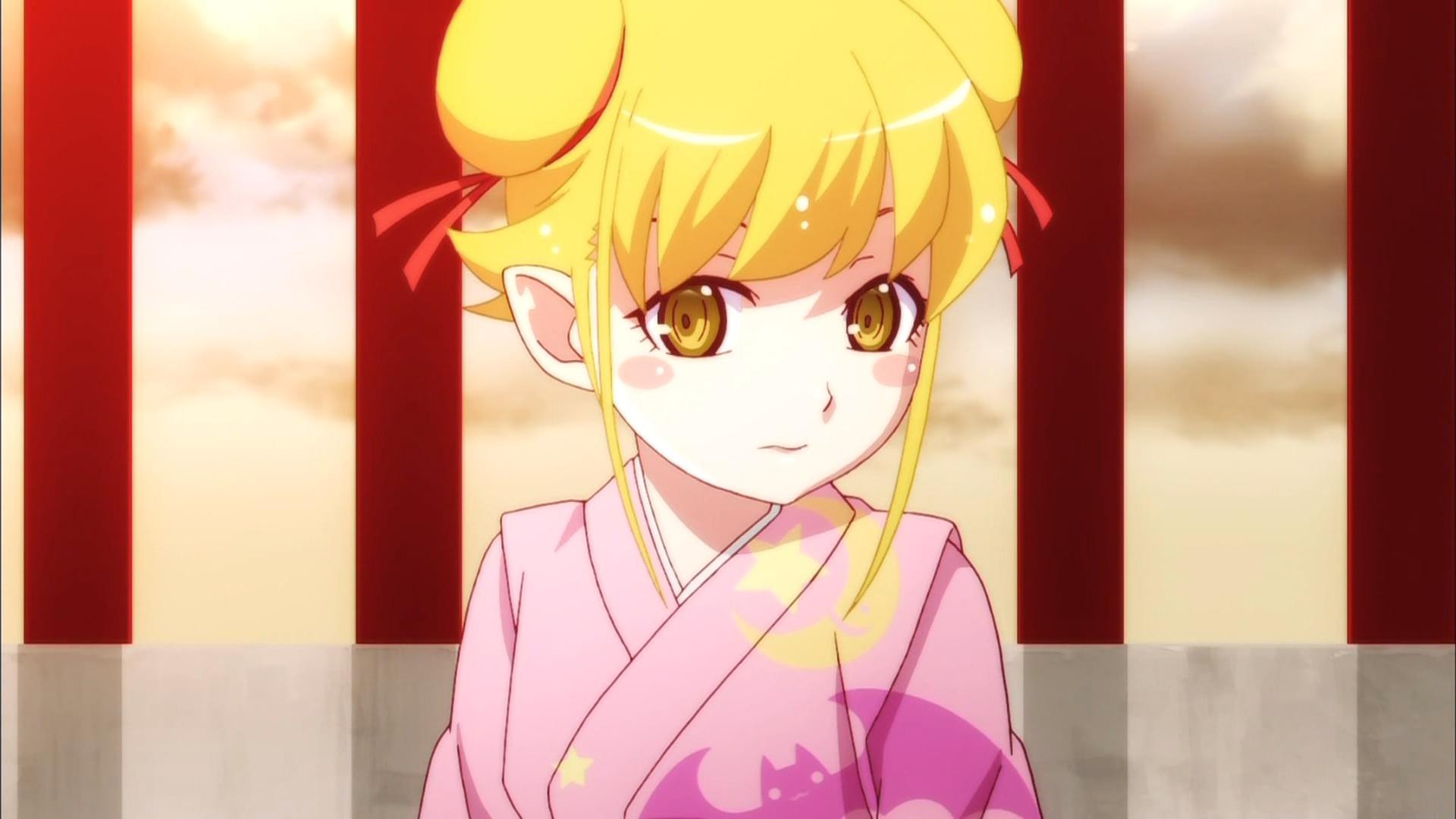 Anime 1920x1080 Monogatari Series Oshino Shinobu blonde yellow eyes anime anime girls