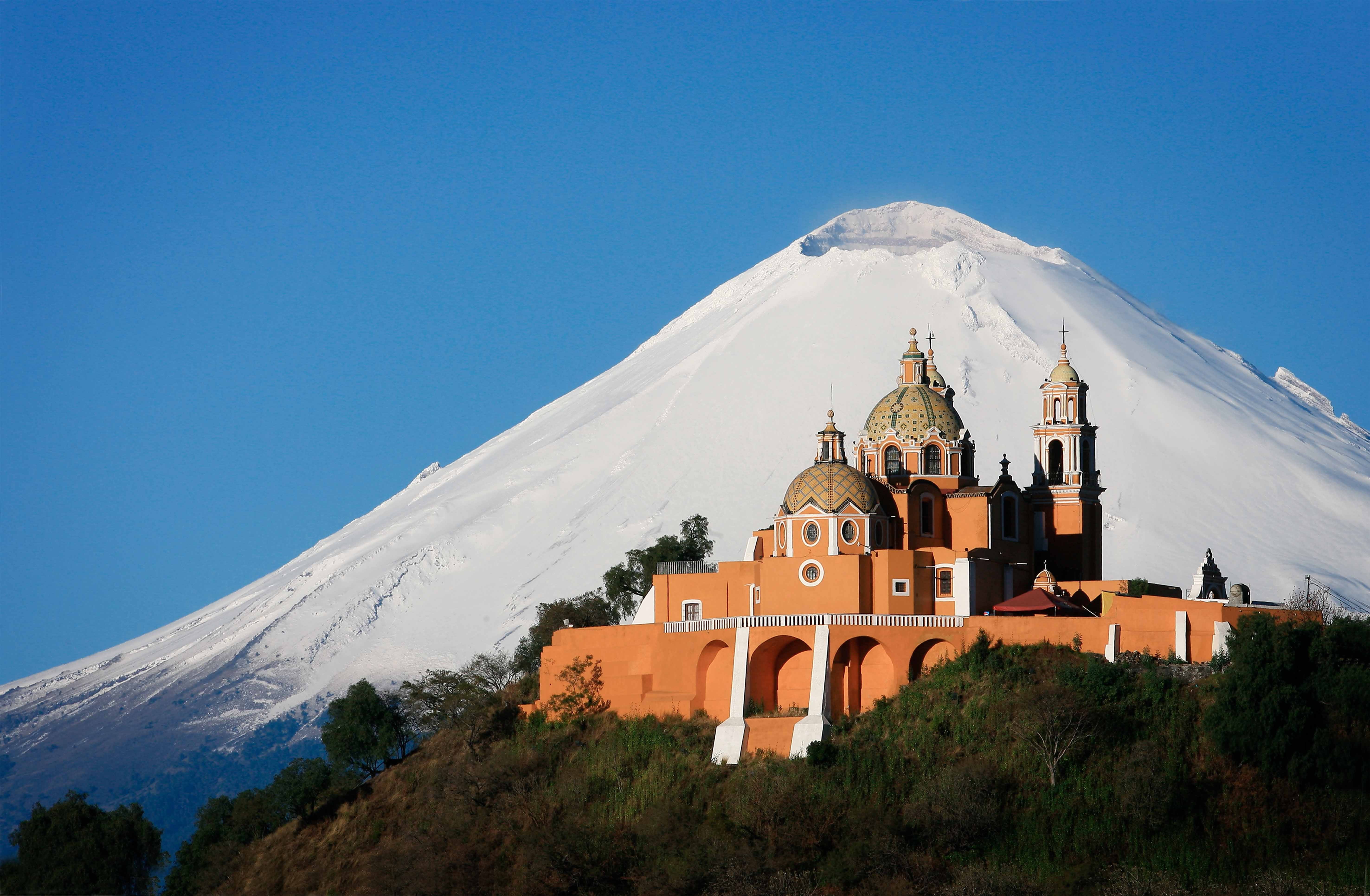 General 5906x3863 volcano mountains landscape Mexico church outdoors snowy peak