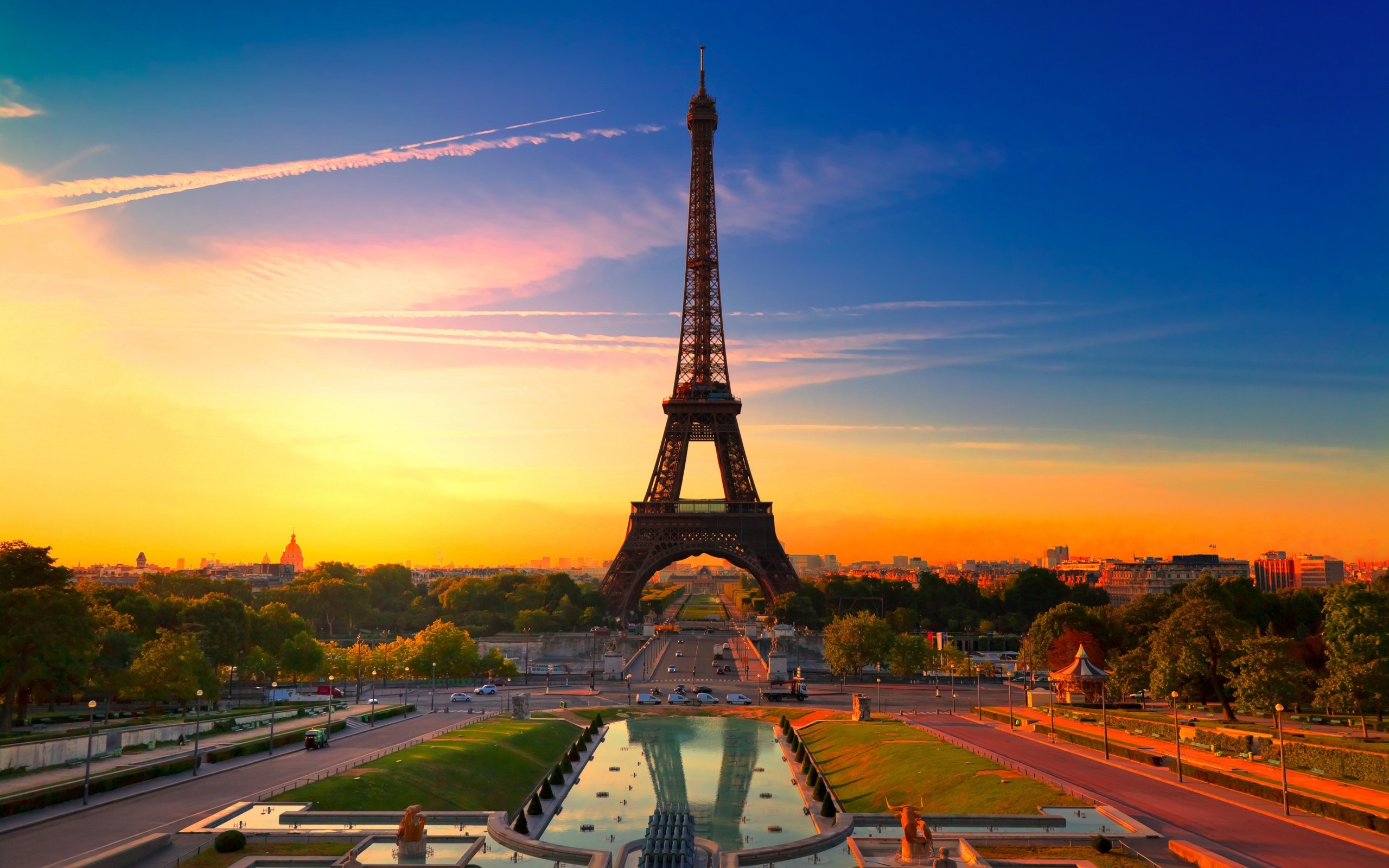 General 2560x1600 Paris Eiffel Tower HDR architecture city sunset France cityscape photography urban sky Sun Europe landmark
