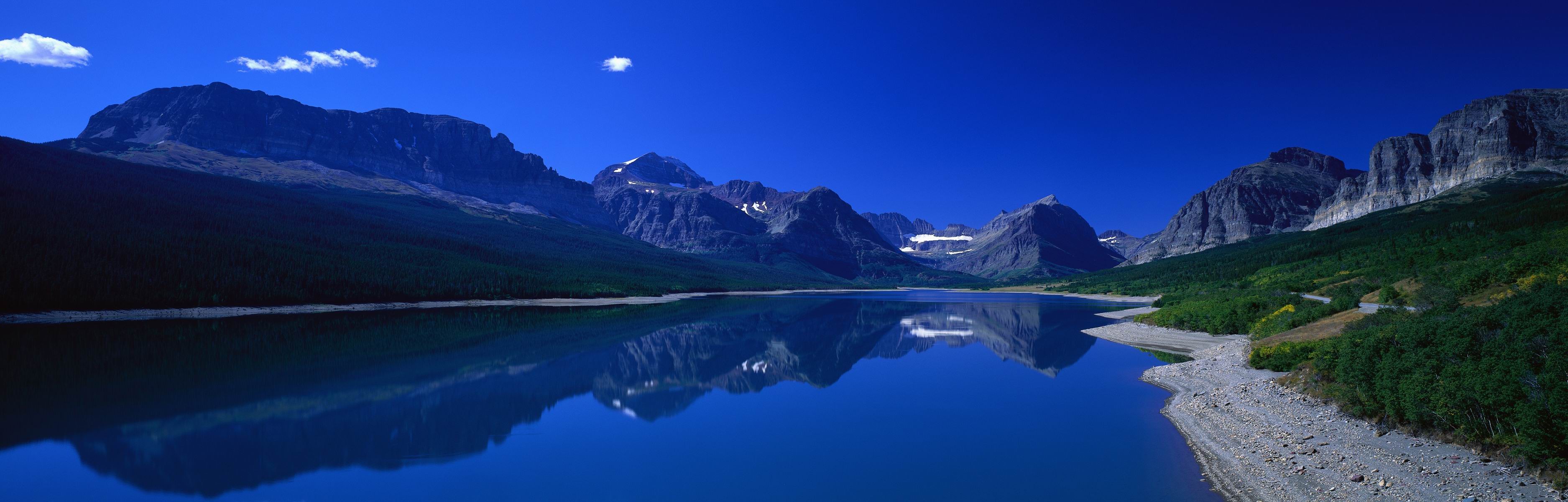 General 3750x1200 nature lake landscape reflection mountains