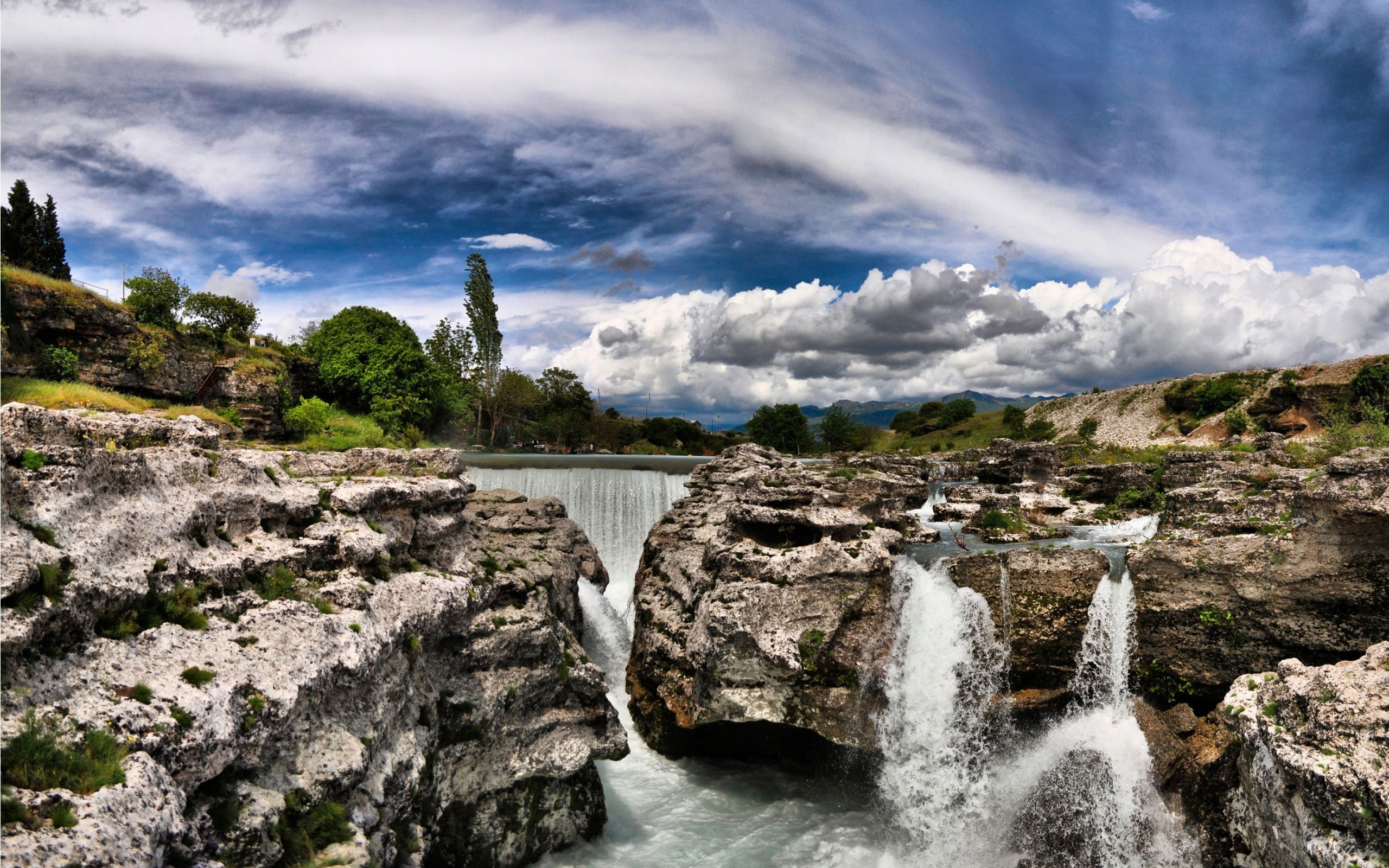 General 2560x1600 landscape nature waterfall clouds river