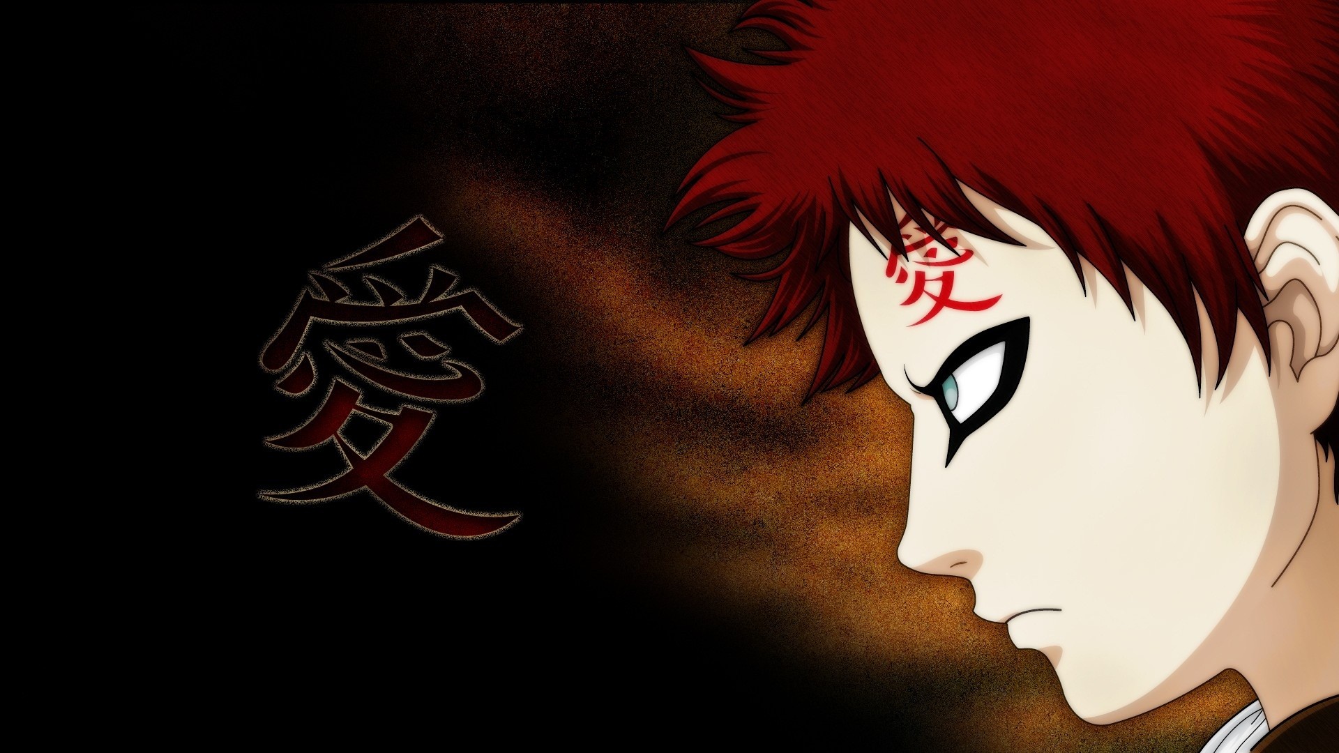 Anime 1920x1080 Naruto Shippuden Gaara tattoo redhead kanji anime face anime boys blue eyes profile