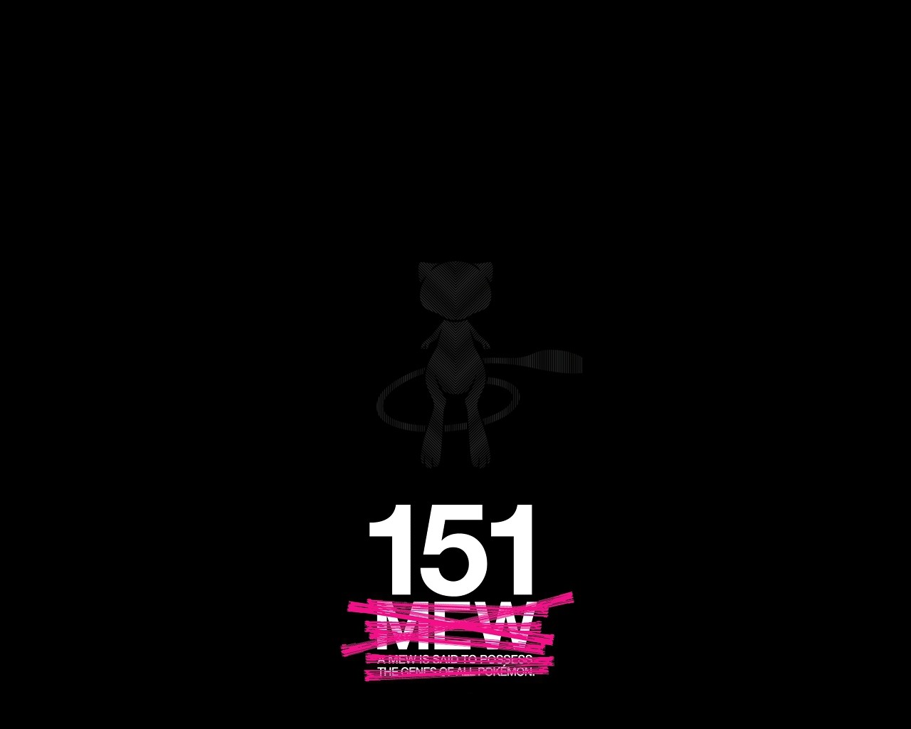 Anime 1280x1024 Mew Pokémon numbers minimalism anime simple background black background