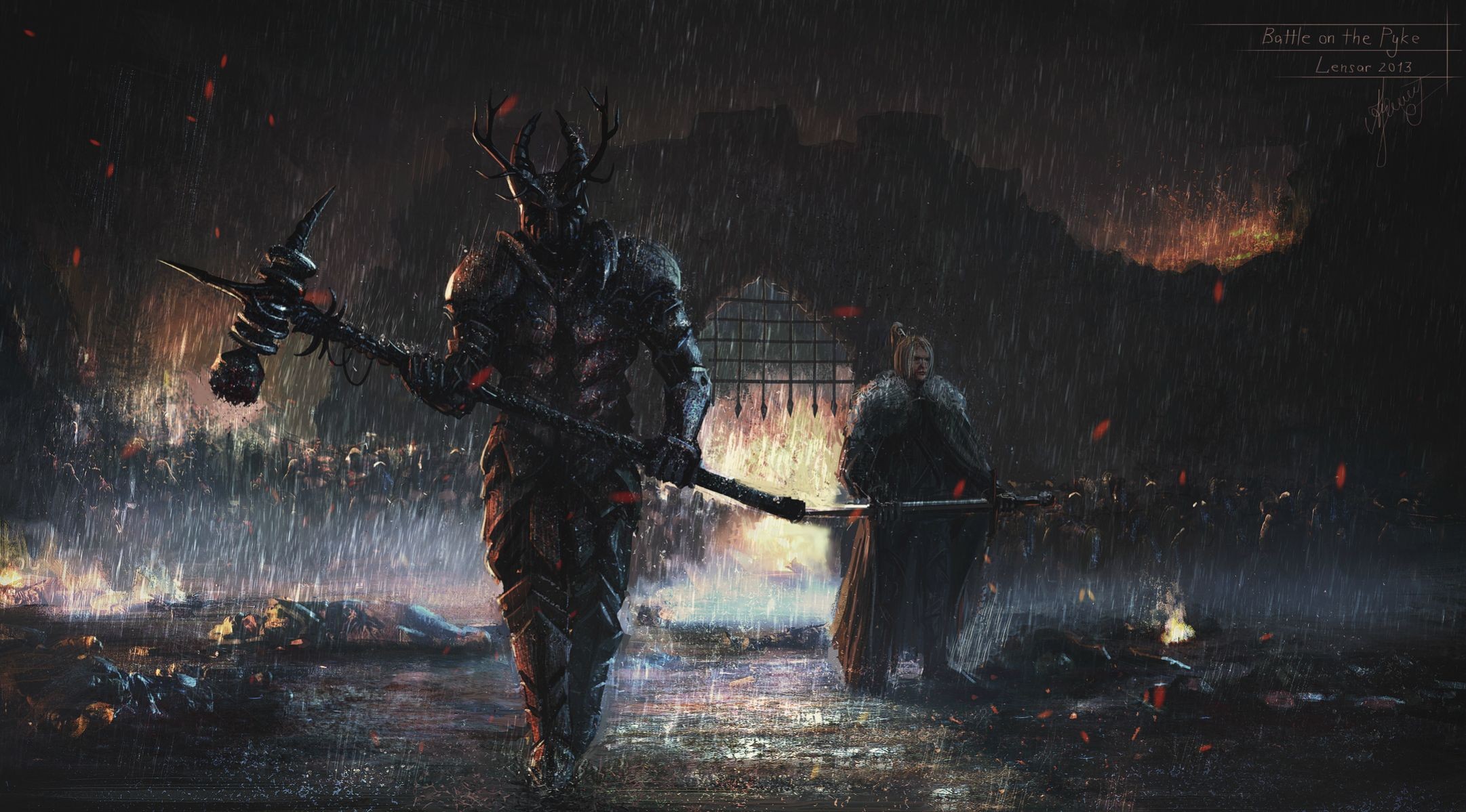 General 2162x1199 Game of Thrones Ned Stark Robert Baratheon A Song of Ice and Fire TV series fantasy art rain weapon