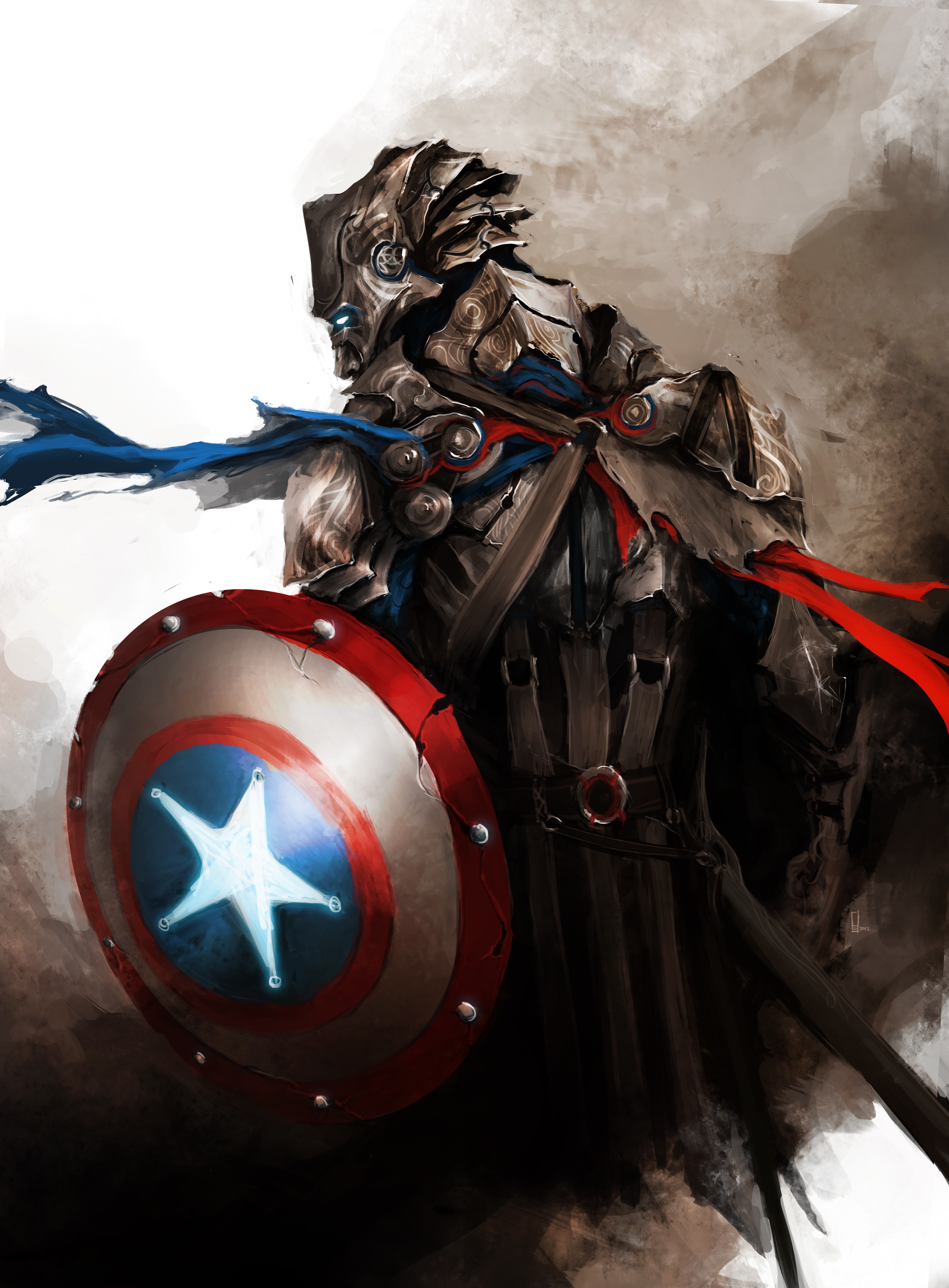 General 3685x5000 Captain America fantasy art The Avengers Guild Wars 2 PC gaming crossover