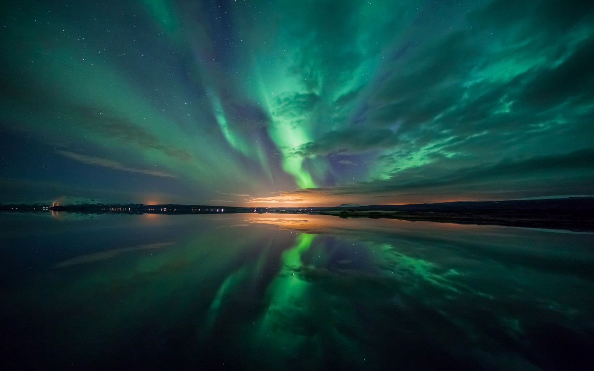 General 1920x1200 nature landscape aurorae reflection starred sky night green sky lake stars nordic landscapes