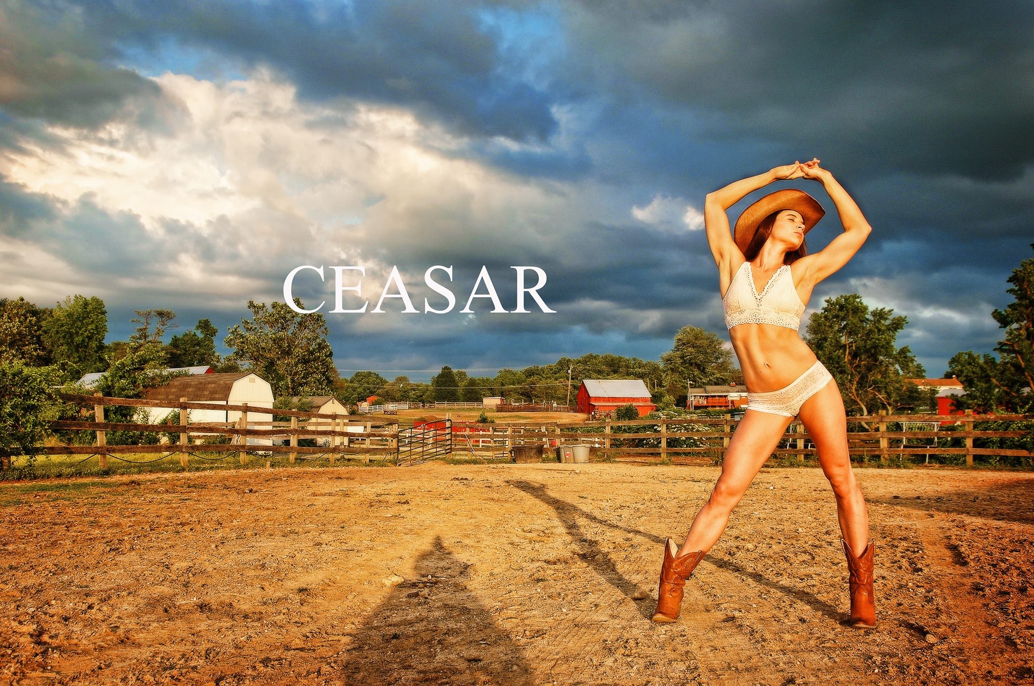 People 2048x1360 women model lingerie Ceasar Ron standing hat women with hats panties arms up boots women outdoors outdoors closed eyes