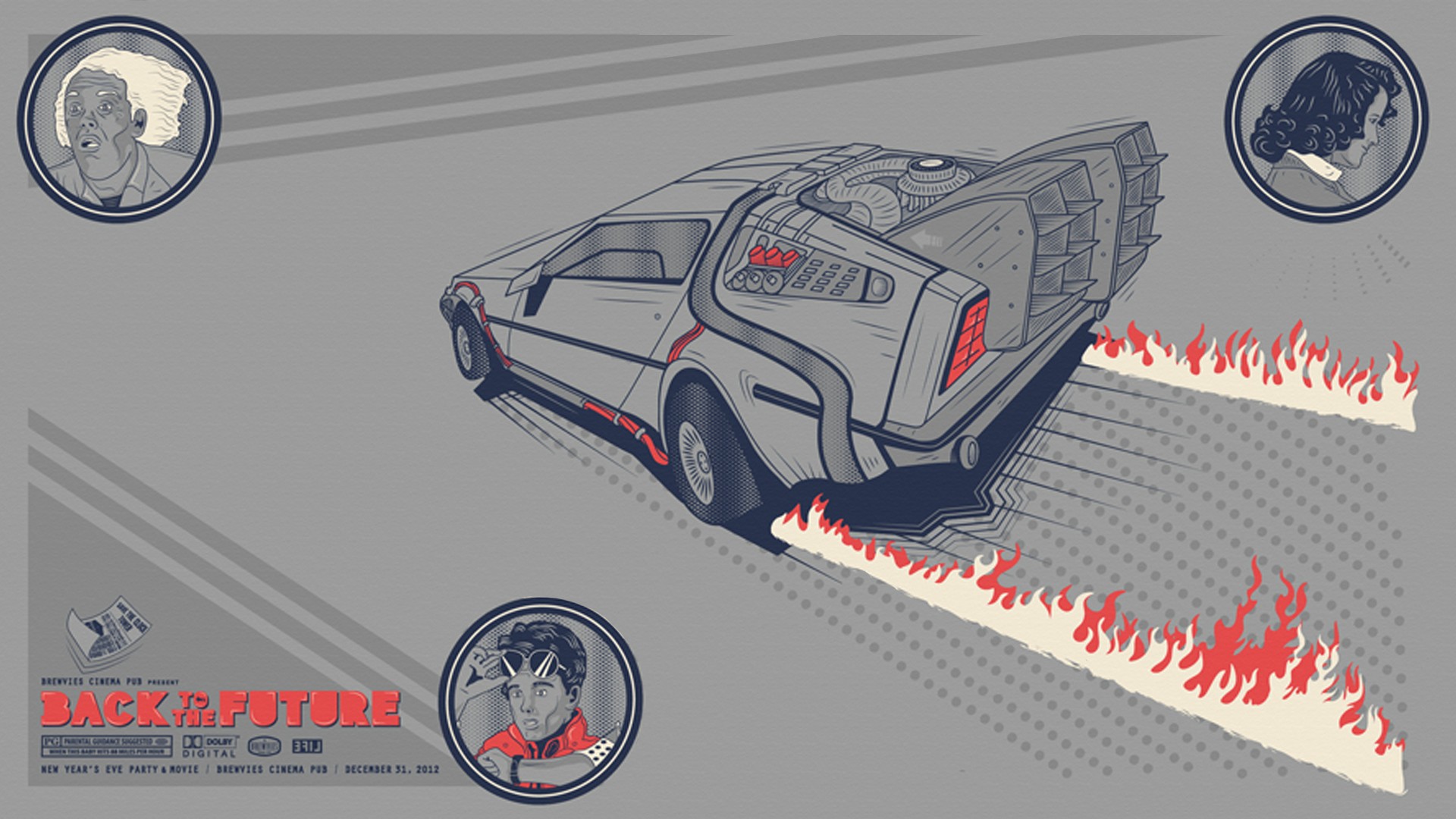 General 1920x1080 movies Back to the Future Time Machine DeLorean artwork 1985 (Year) car vehicle