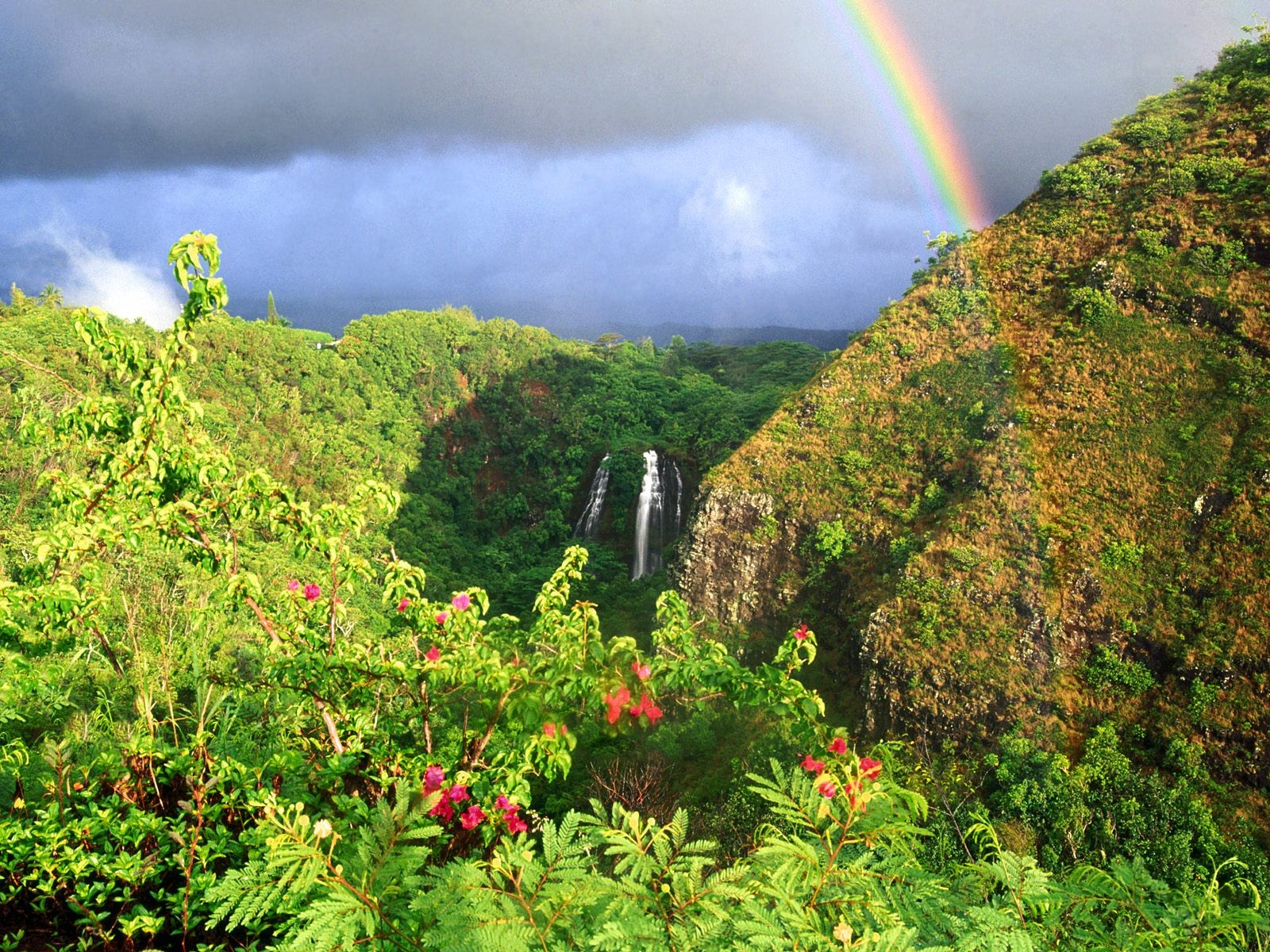 General 1600x1200 landscape rainbows wilderness hills waterfall nature