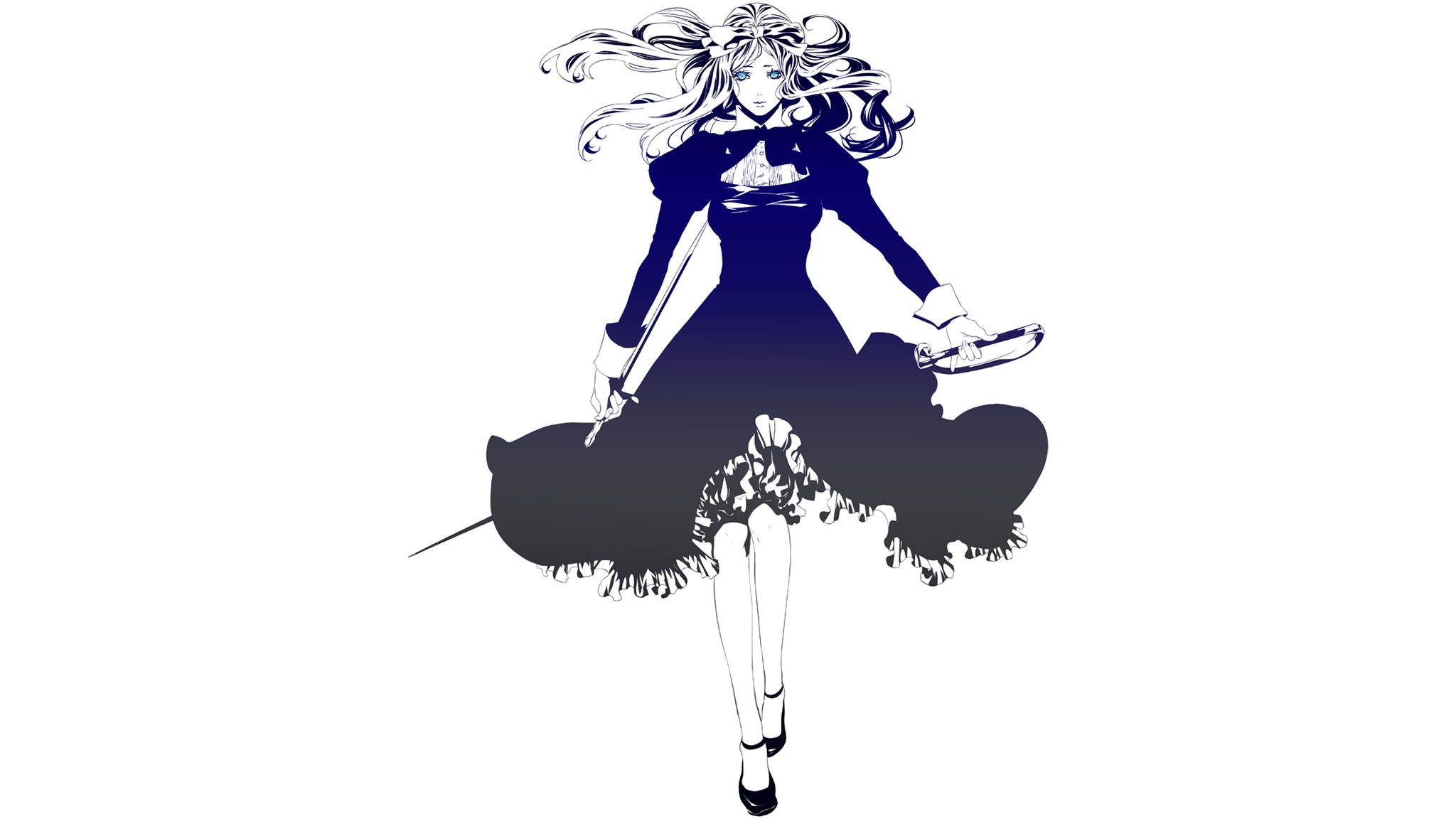 Anime 2048x1152 anime anime girls Axis Powers Hetalia  simple background white background dress long hair aqua eyes
