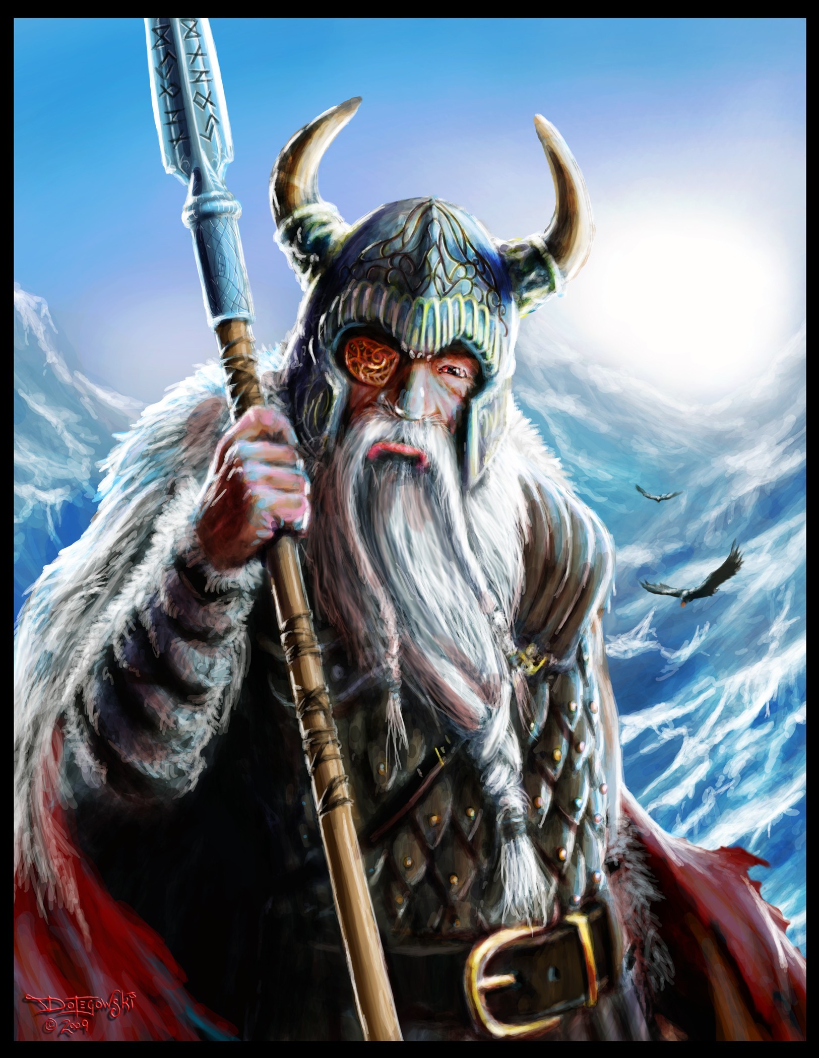 General 1625x2100 paint Vikings Odin Gungnir Huginn Muninn helmet