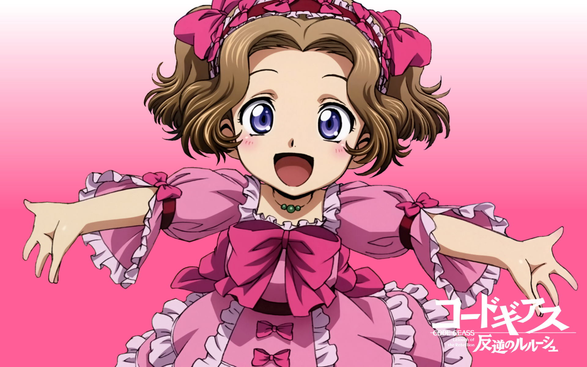 Anime 1920x1200 anime girls anime Code Geass open mouth brunette pink dress dress purple eyes