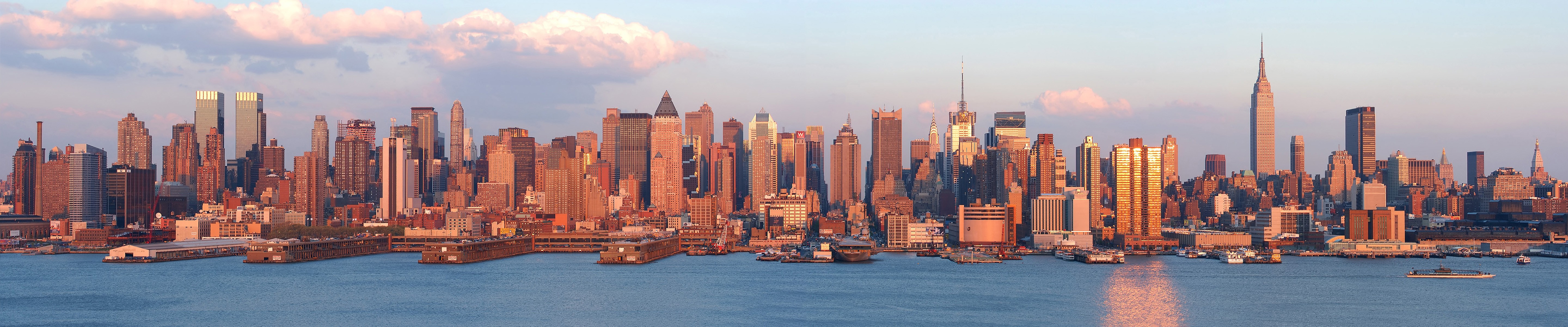 General 5760x1200 New York City triple screen wide angle cityscape Manhattan harbor city skyline USA panorama