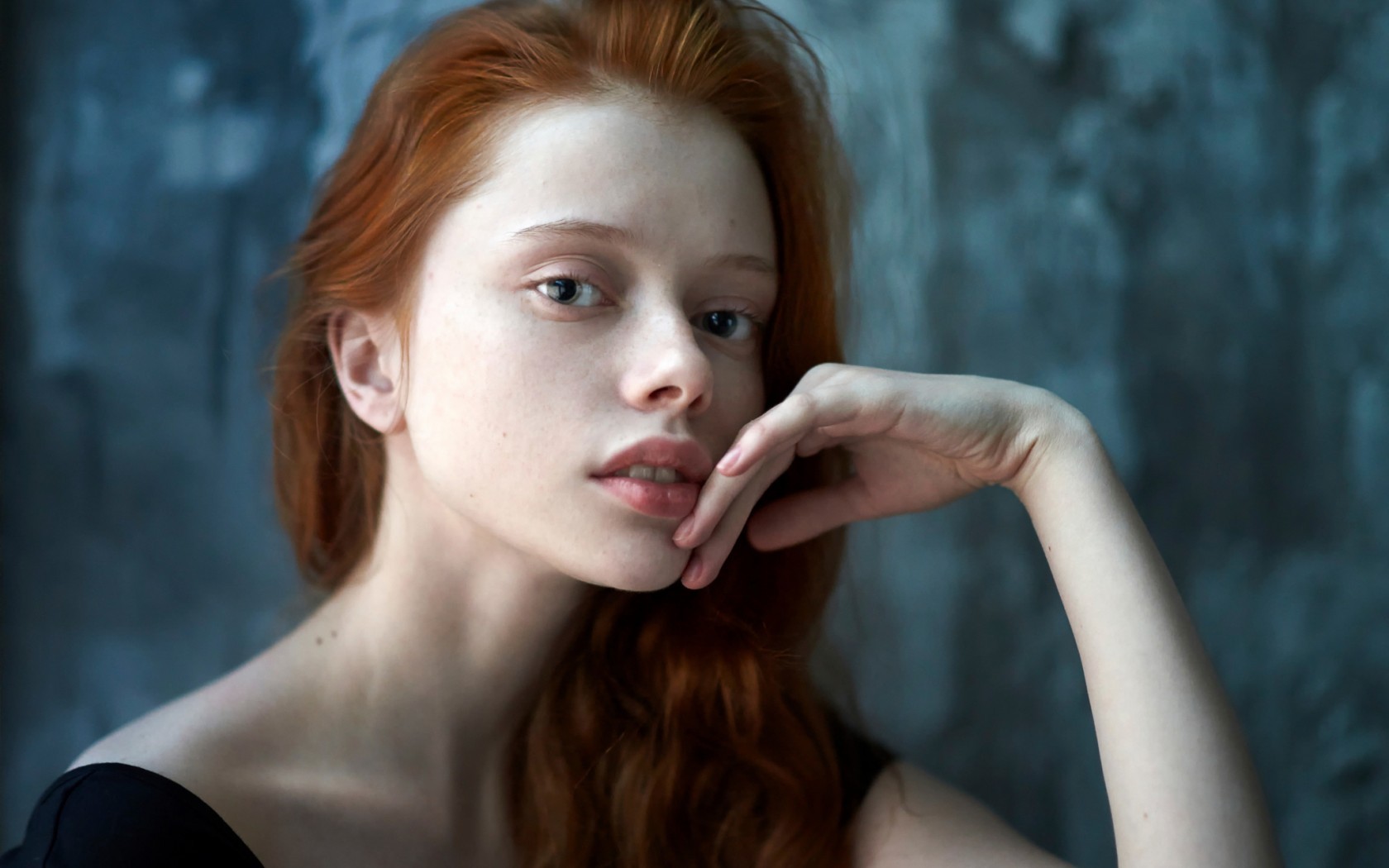 People 1680x1050 women face portrait redhead pale necks Ekaterina Yasnogorodskaya model looking at viewer long hair
