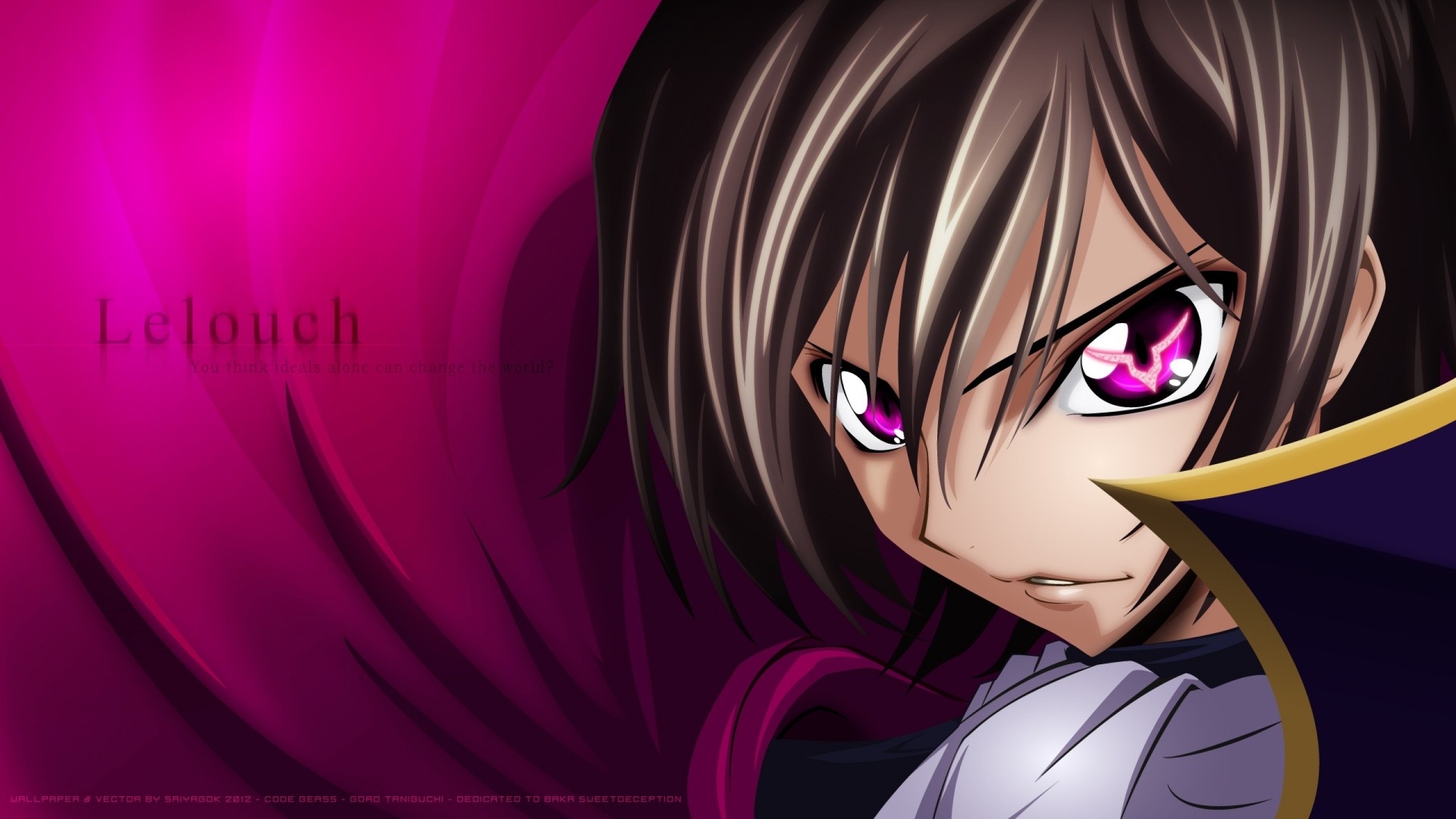 Anime 2560x1440 Code Geass Lelouch vi Britannia anime 2012 (Year) purple eyes brunette