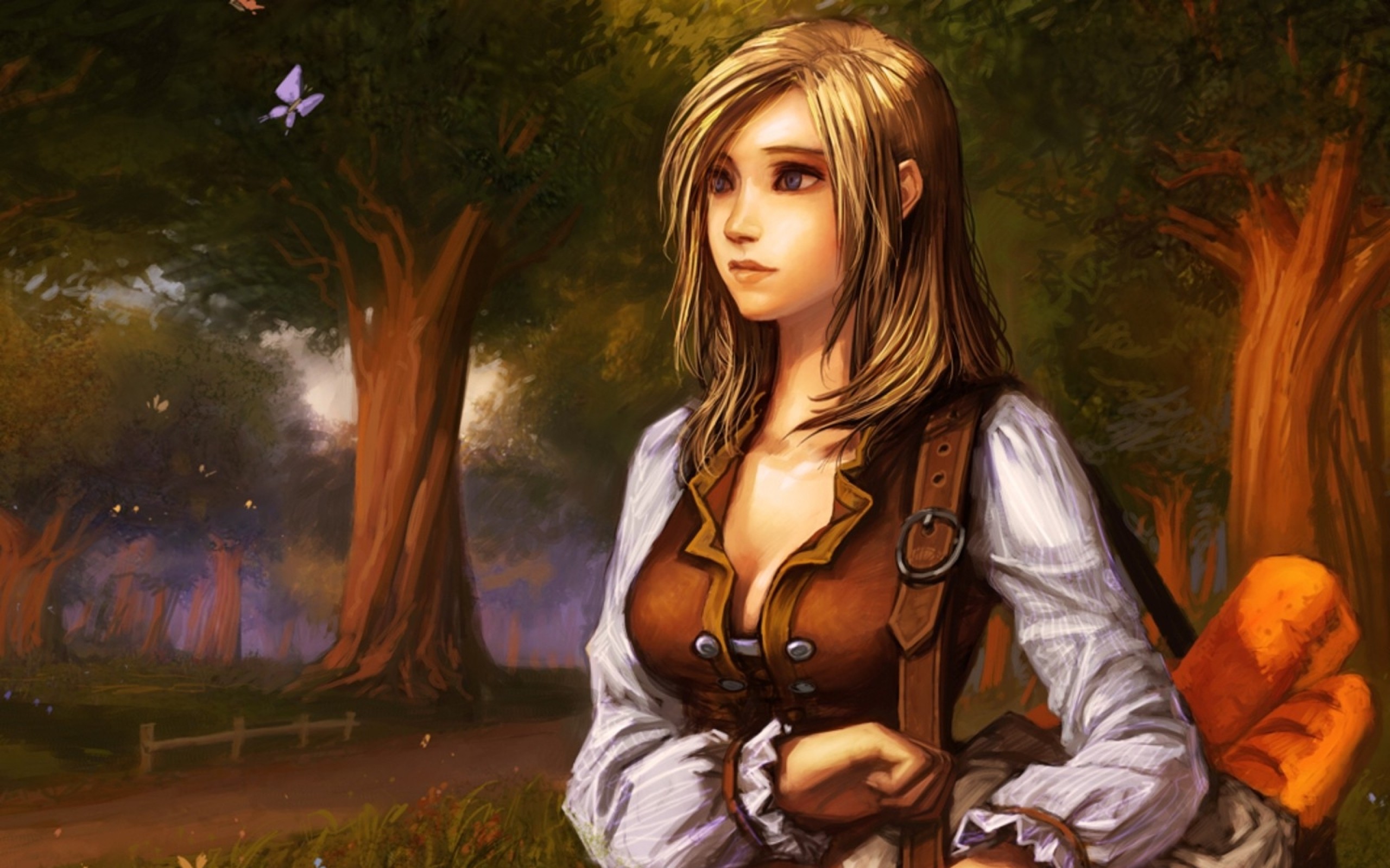 Anime 2560x1600 fantasy girl fan art fantasy art PC gaming blonde butterfly