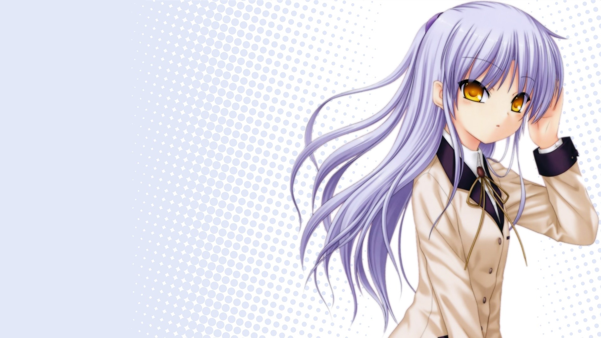 Anime 1920x1080 anime girls anime purple hair yellow eyes long hair simple background white background looking at viewer