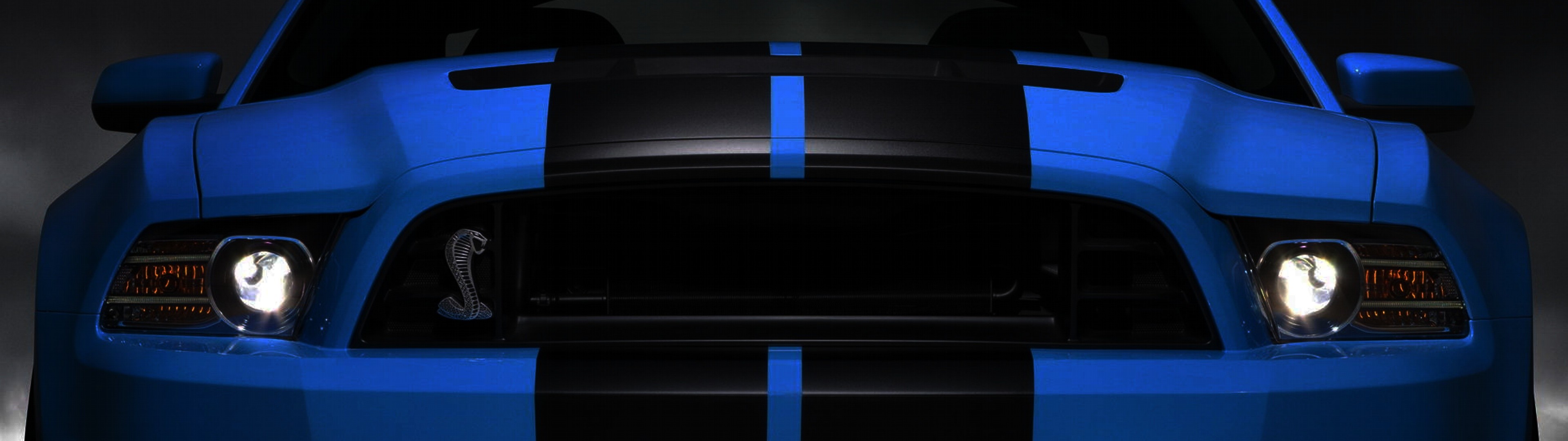 General 3840x1080 multiple display car Ford vehicle blue cars Ford Mustang Shelby Shelby Ford Mustang S-197 II Ford Mustang racing stripes muscle cars American cars