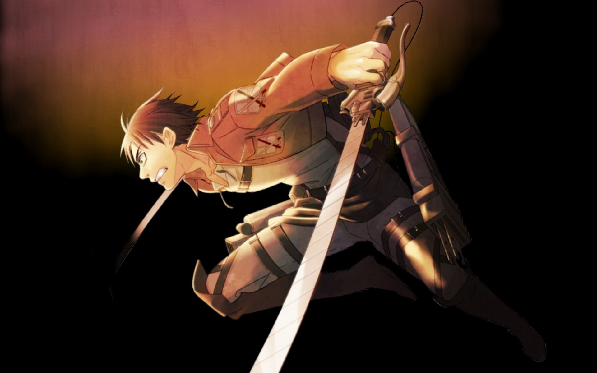 Anime 1920x1200 Shingeki no Kyojin Eren Jeager anime boys anime sword weapon