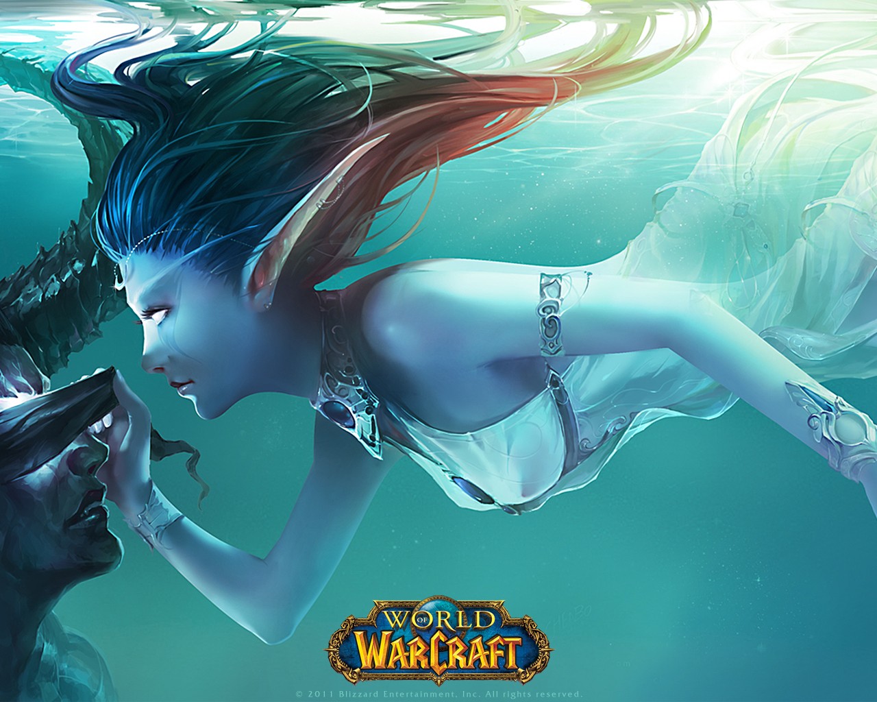 General 1280x1024 World of Warcraft Illidan Stormrage Illidan video games fantasy girl Chenbo video game girls pointy ears underwater dark hair PC gaming