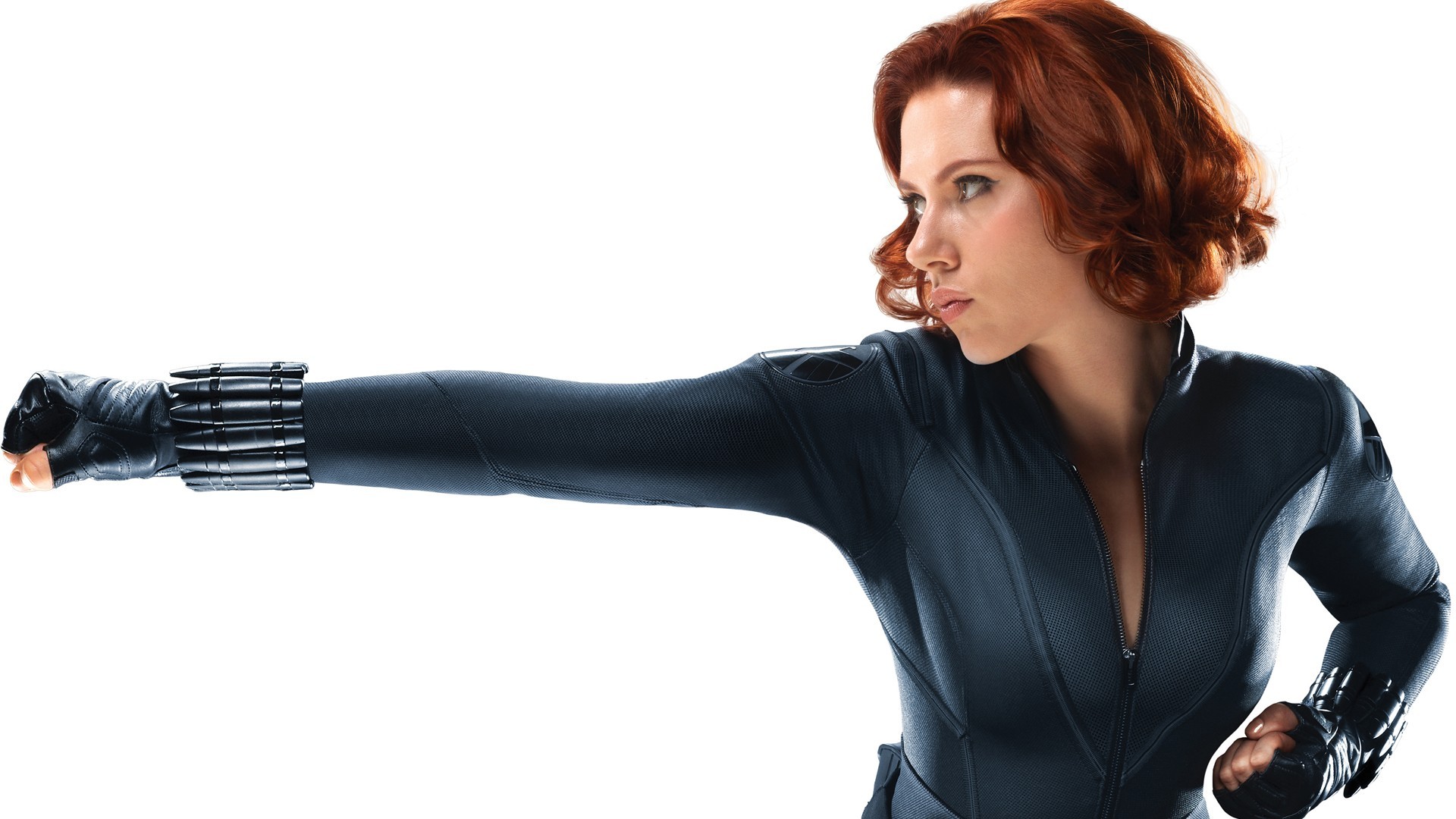 People 1920x1080 movies The Avengers Black Widow Scarlett Johansson superheroines Marvel Cinematic Universe women simple background white background redhead actress Marvel Girl