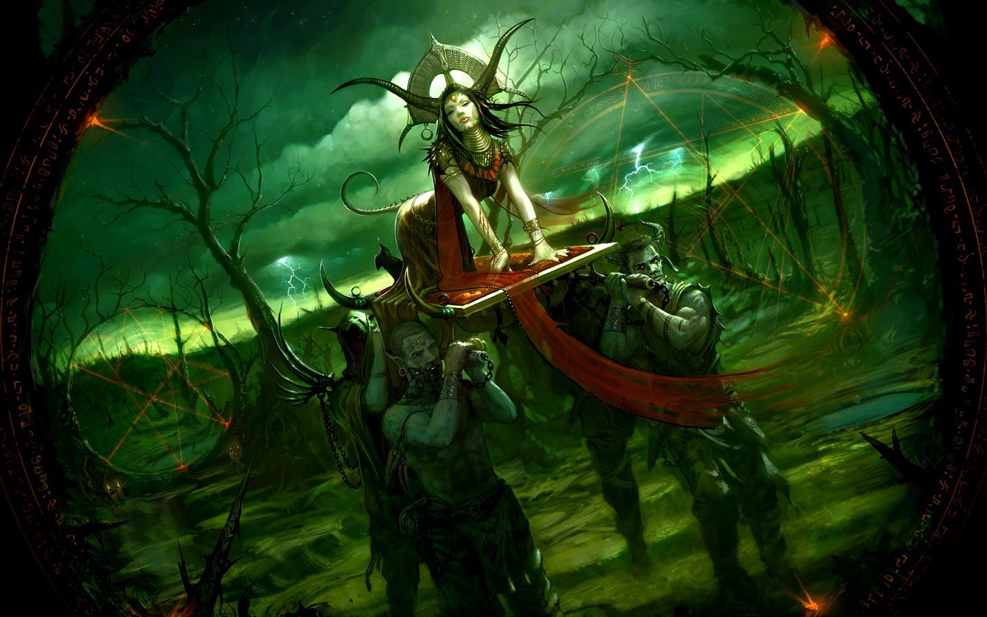 General 1440x900 digital art artwork fantasy art forest fantasy girl demon