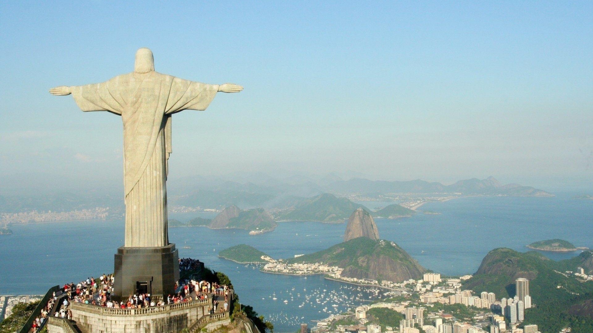 General 1920x1080 Rio de Janeiro Brazil statue Christ the Redeemer landscape landmark Sugarloaf Mountain South America