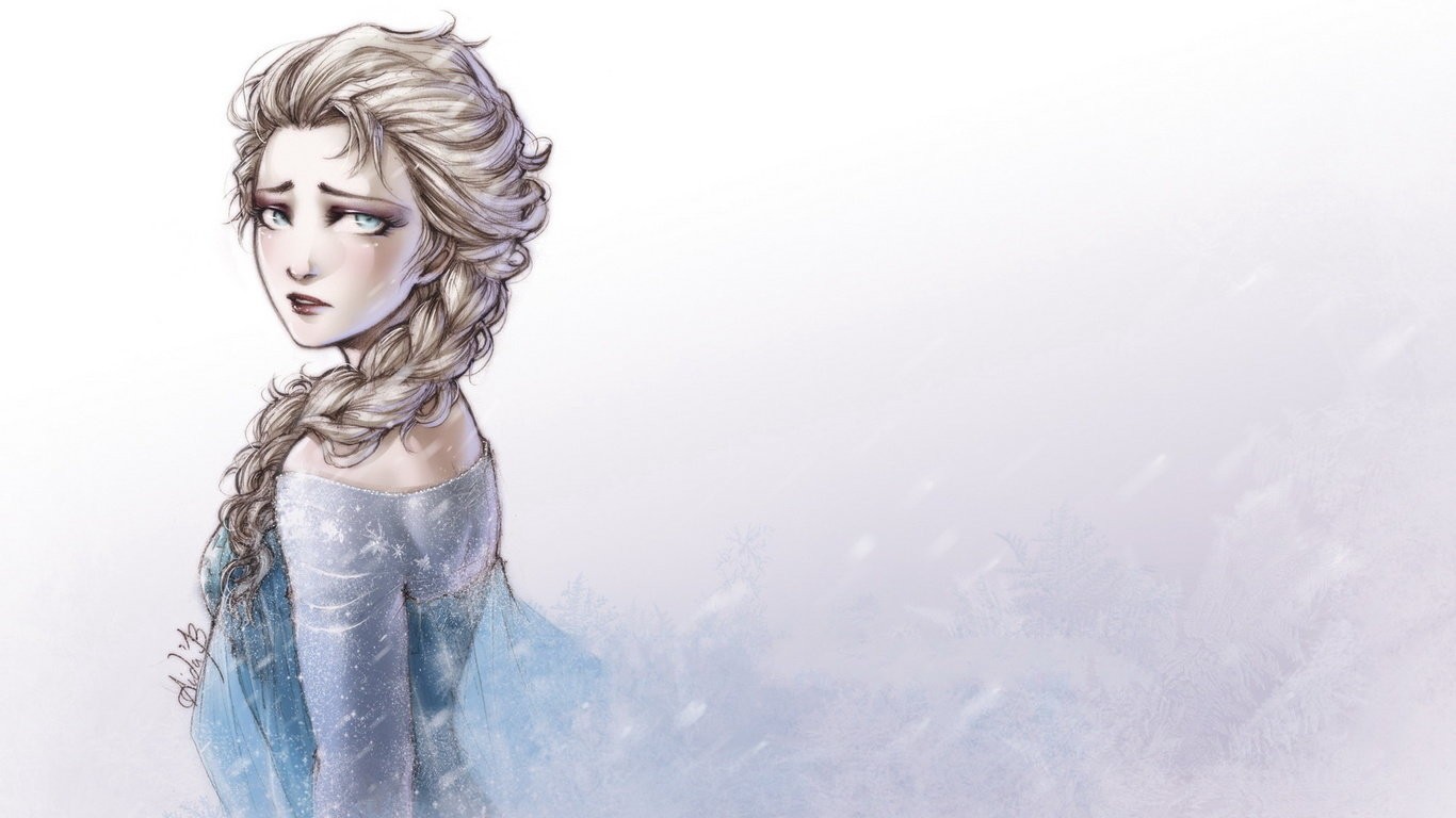 General 1366x768 Elsa Frozen (movie) fantasy girl Disney looking at viewer simple background