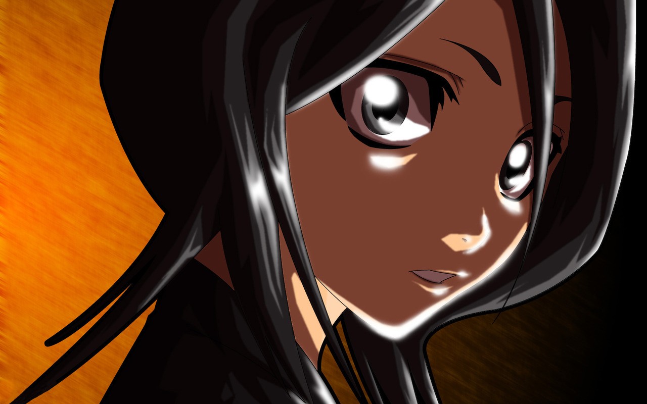 Anime 1280x800 Bleach Kuchiki Rukia anime face dark hair dark eyes anime girls looking at viewer