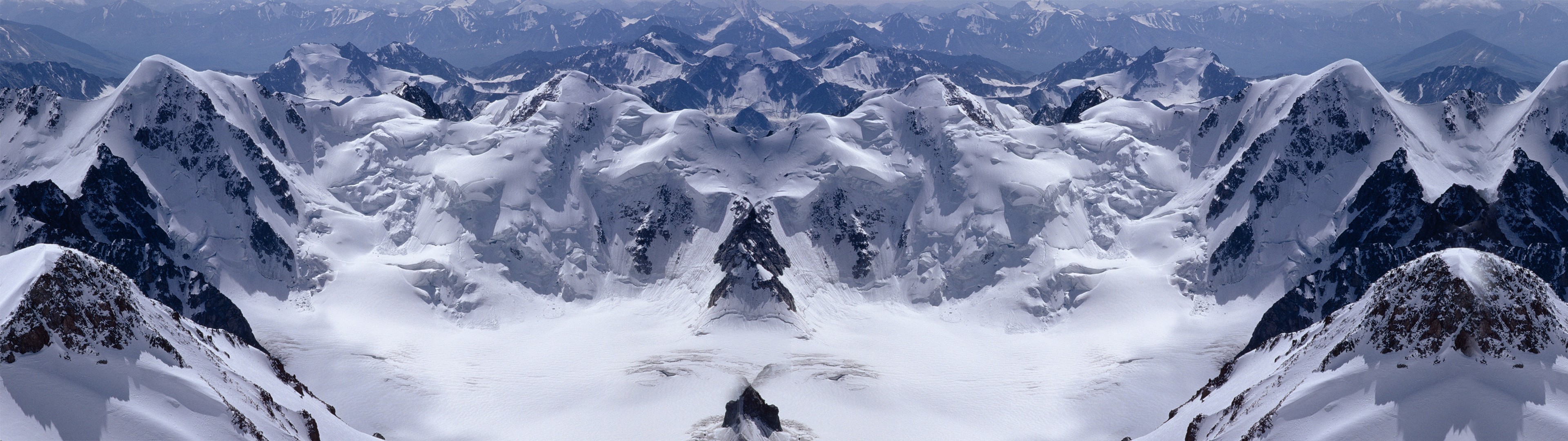 General 3840x1080 mountains snow mirrored nature
