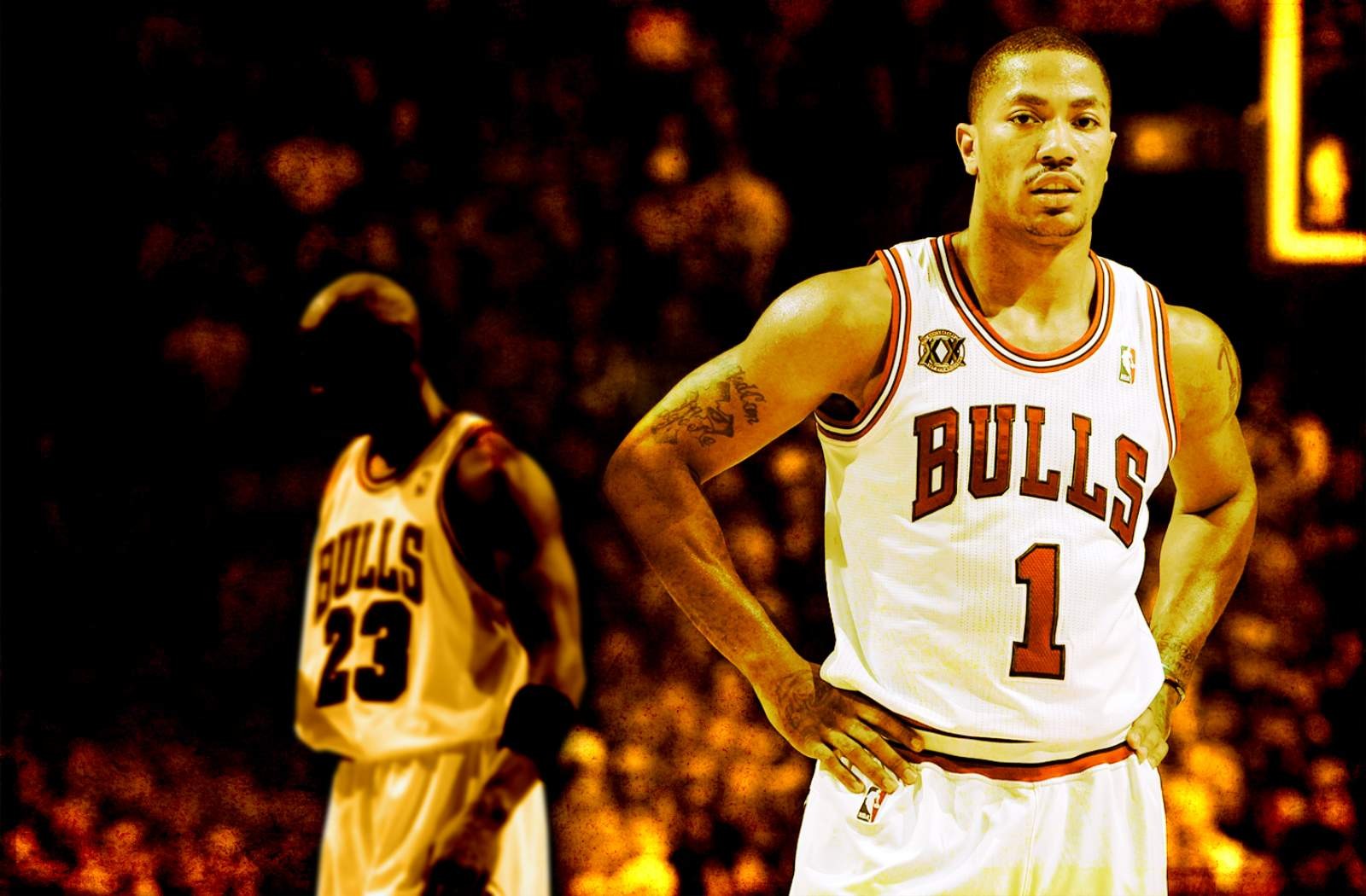 People 1600x1050 NBA basketball Derrick Rose Michael Jordan Chicago Chicago Bulls men sport