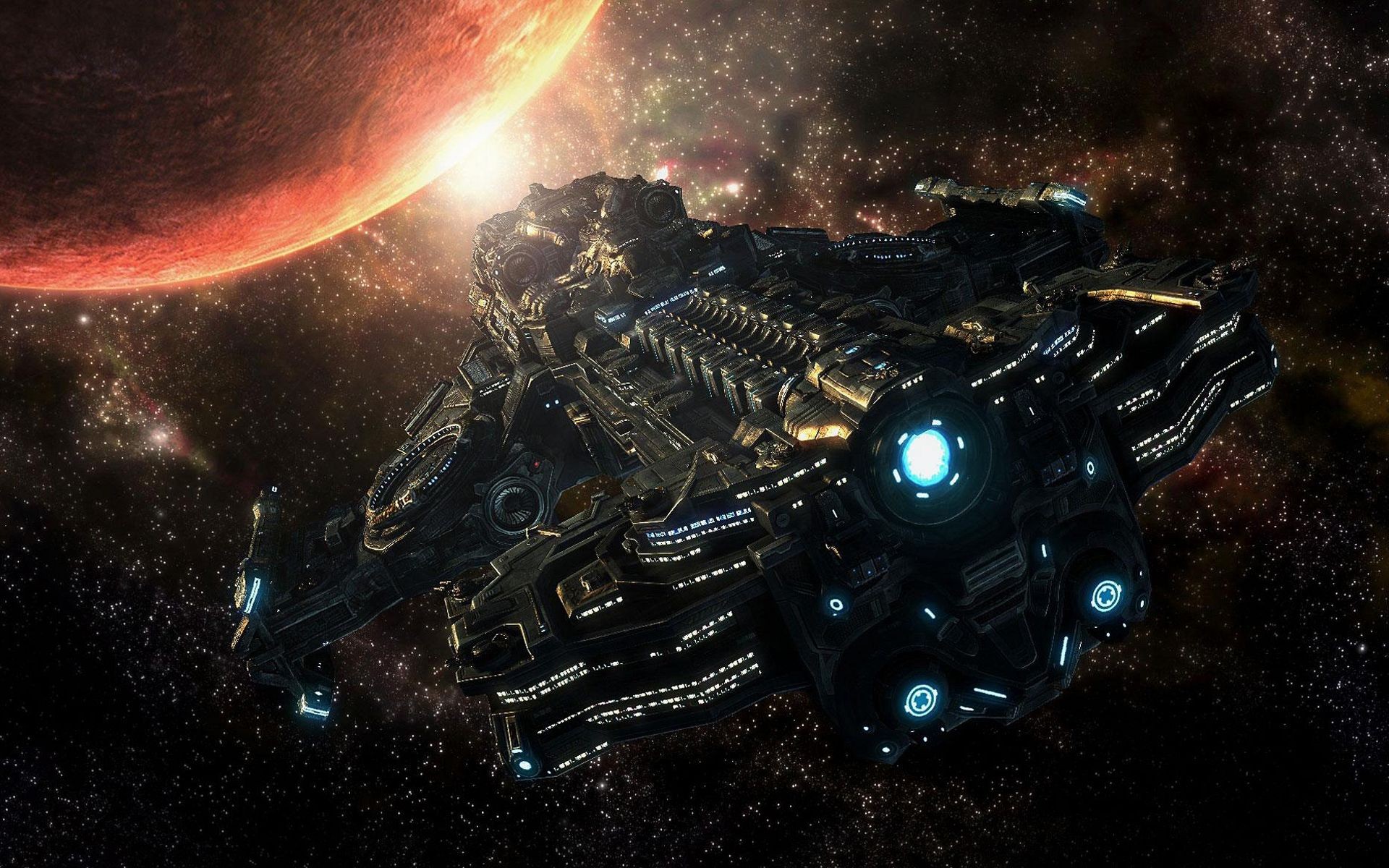 General 1920x1200 space planet stars Starcraft II video games PC gaming spaceship science fiction video game art vehicle Blizzard Entertainment