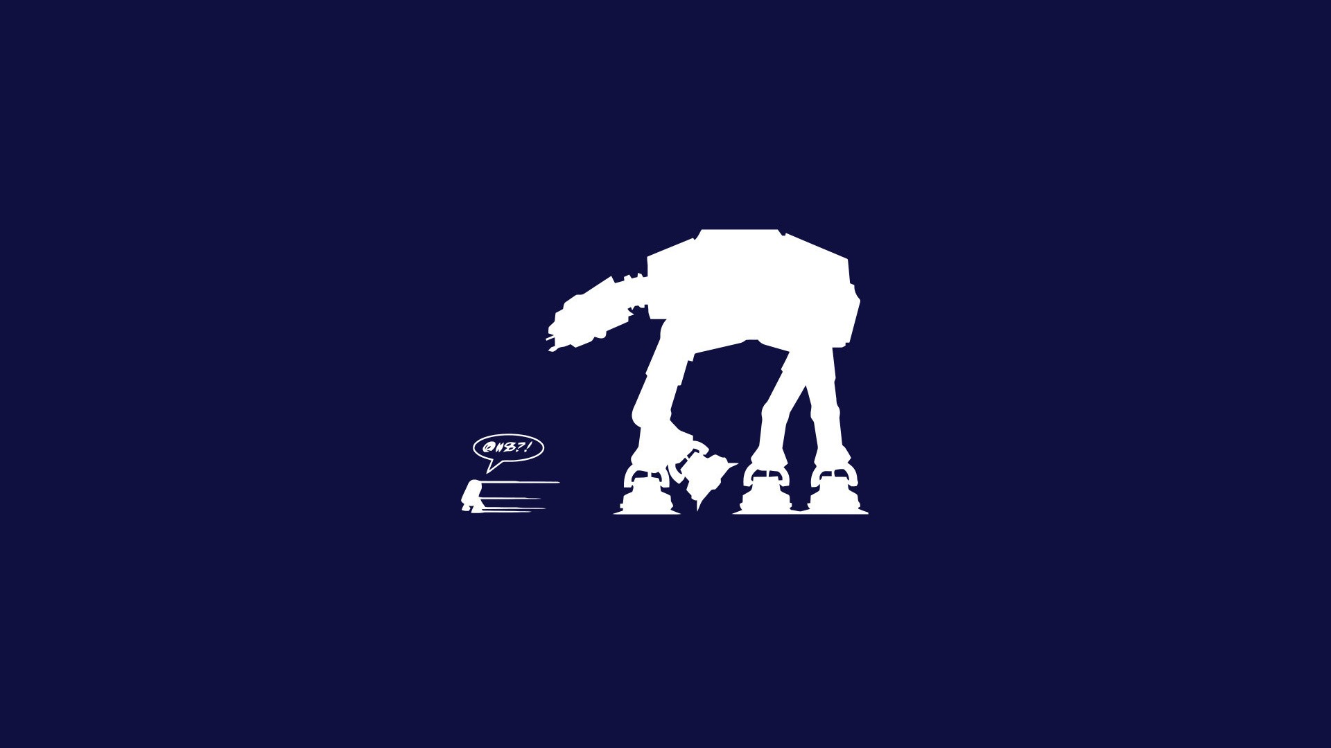General 1920x1080 Star Wars humor minimalism R2-D2 AT-AT simple background blue background vehicle Star Wars Droids