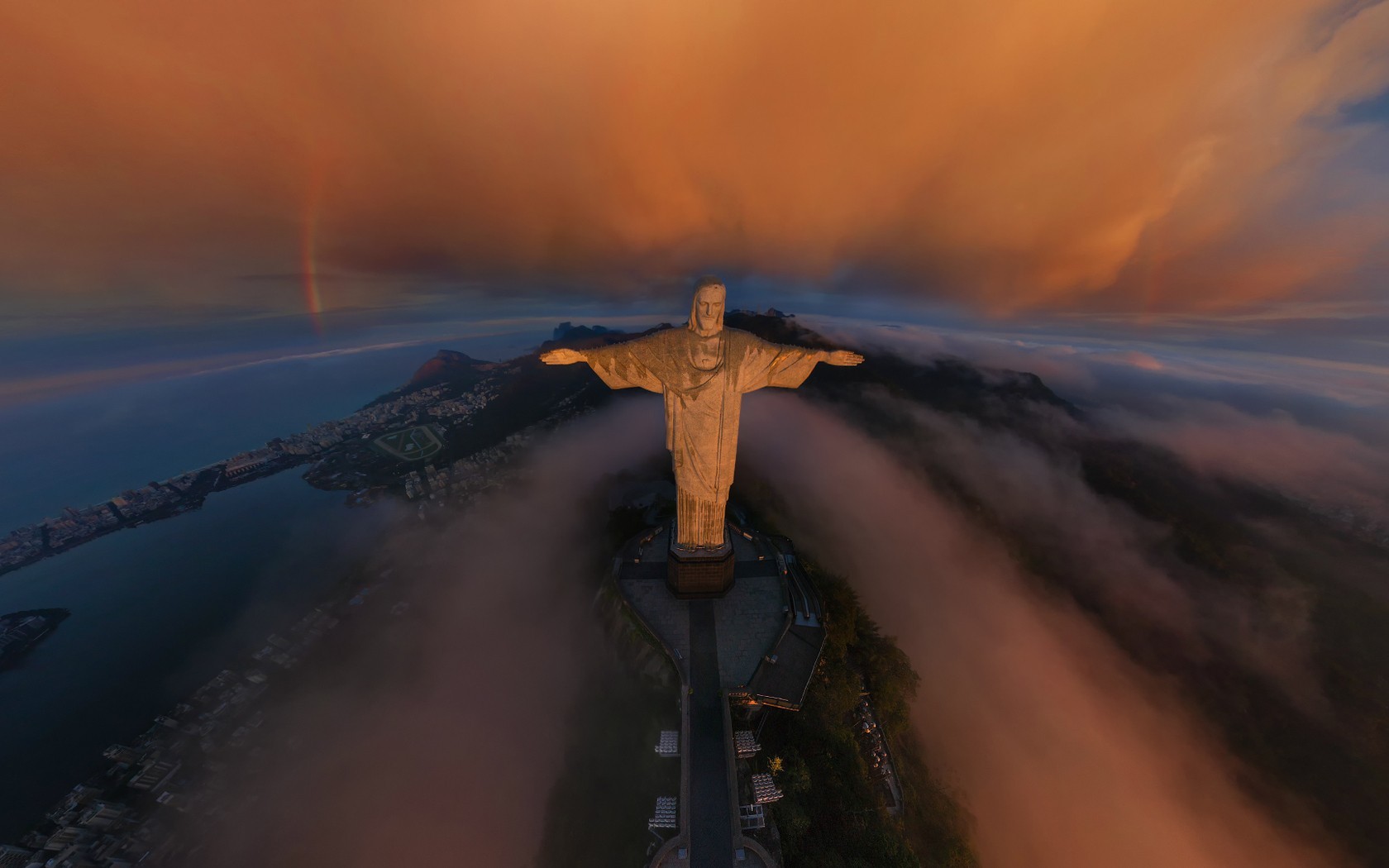 General 1680x1050 Christ the Redeemer Rio de Janeiro Brazil statue clouds aerial view landmark South America