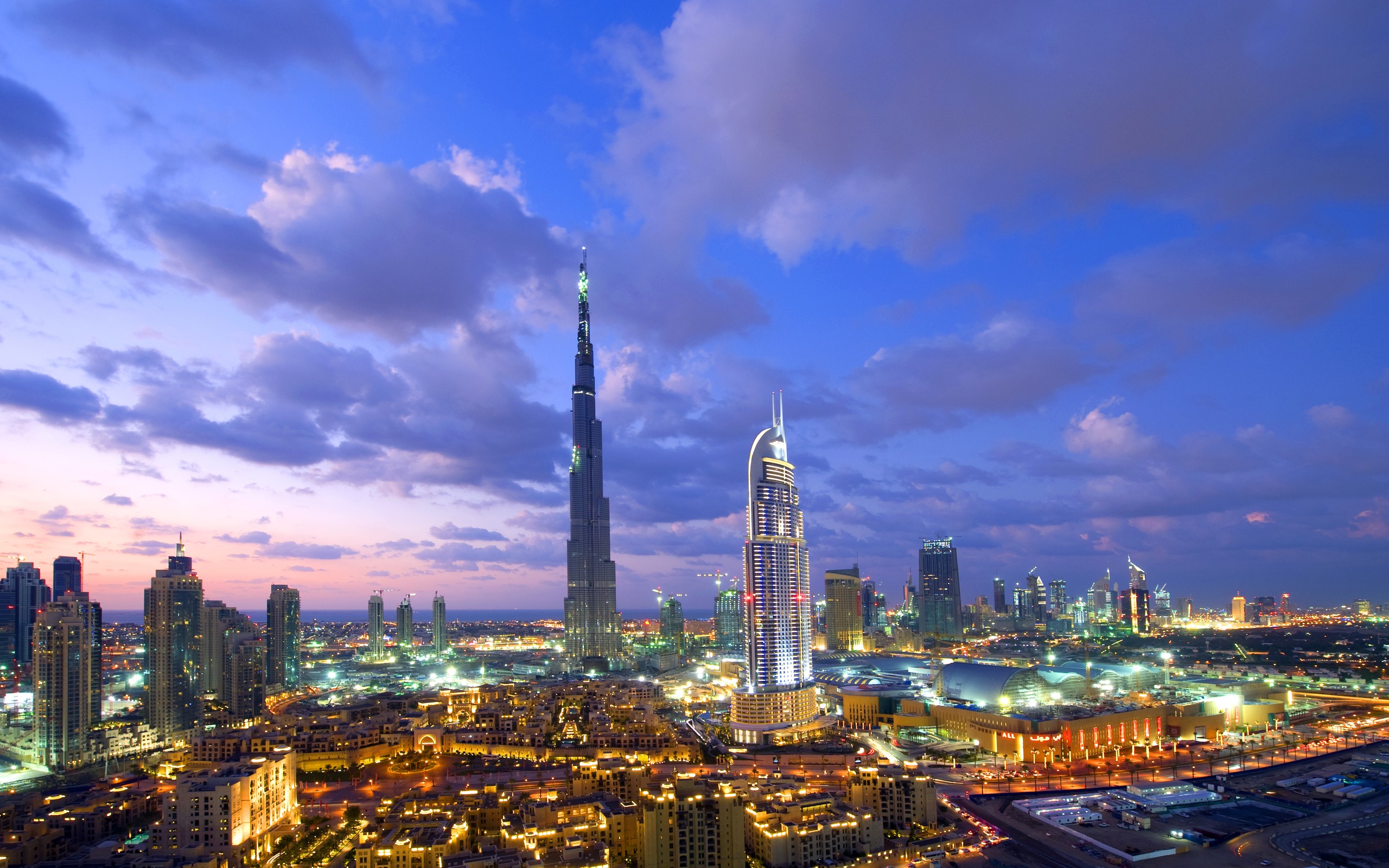 General 2560x1600 Dubai cityscape sky United Arab Emirates Burj Khalifa clouds city lights