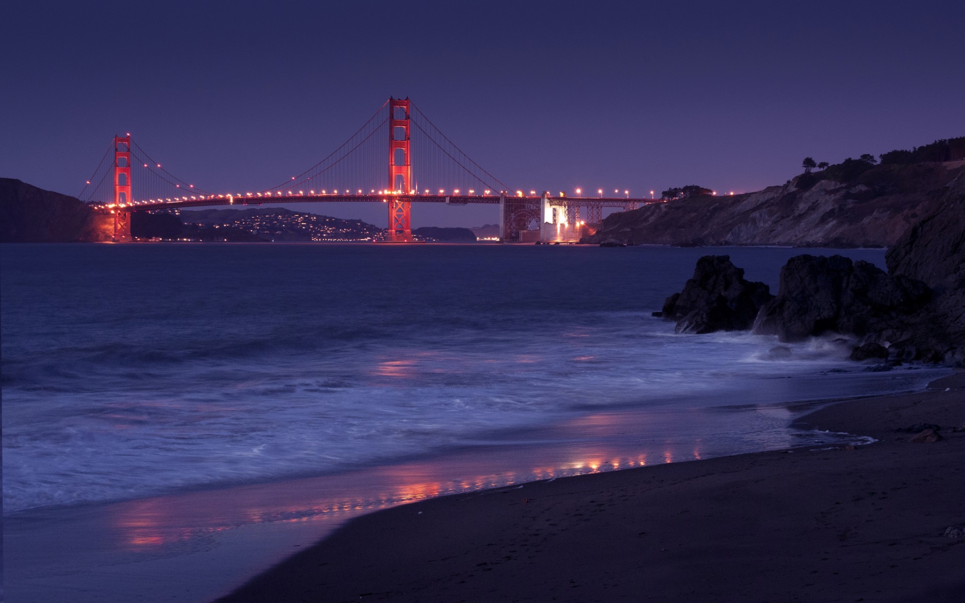 General 1920x1200 bridge Golden Gate Bridge sea night suspension bridge USA white
