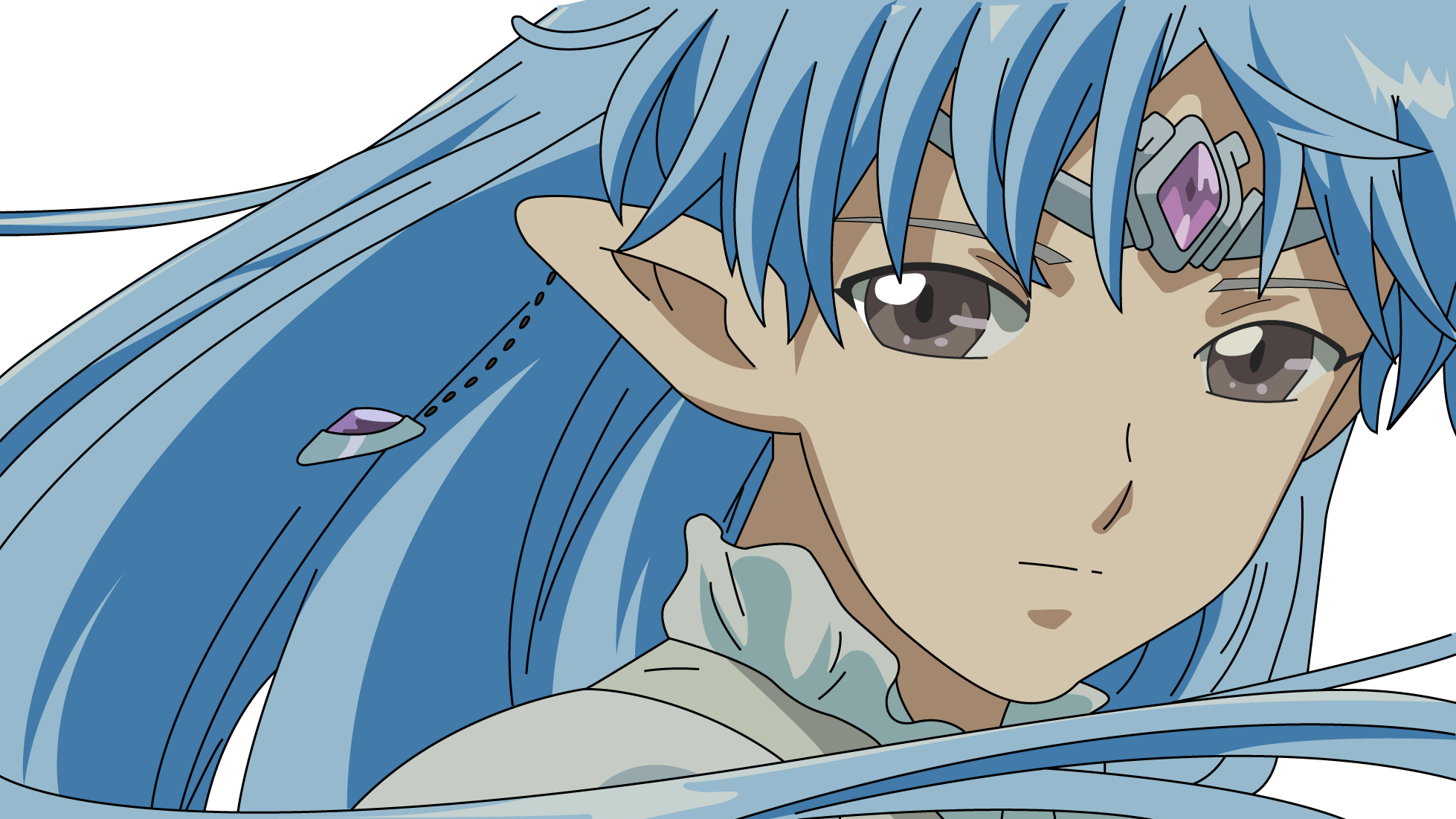 Anime 1958x1101 anime girls anime blue hair pointy ears long hair face