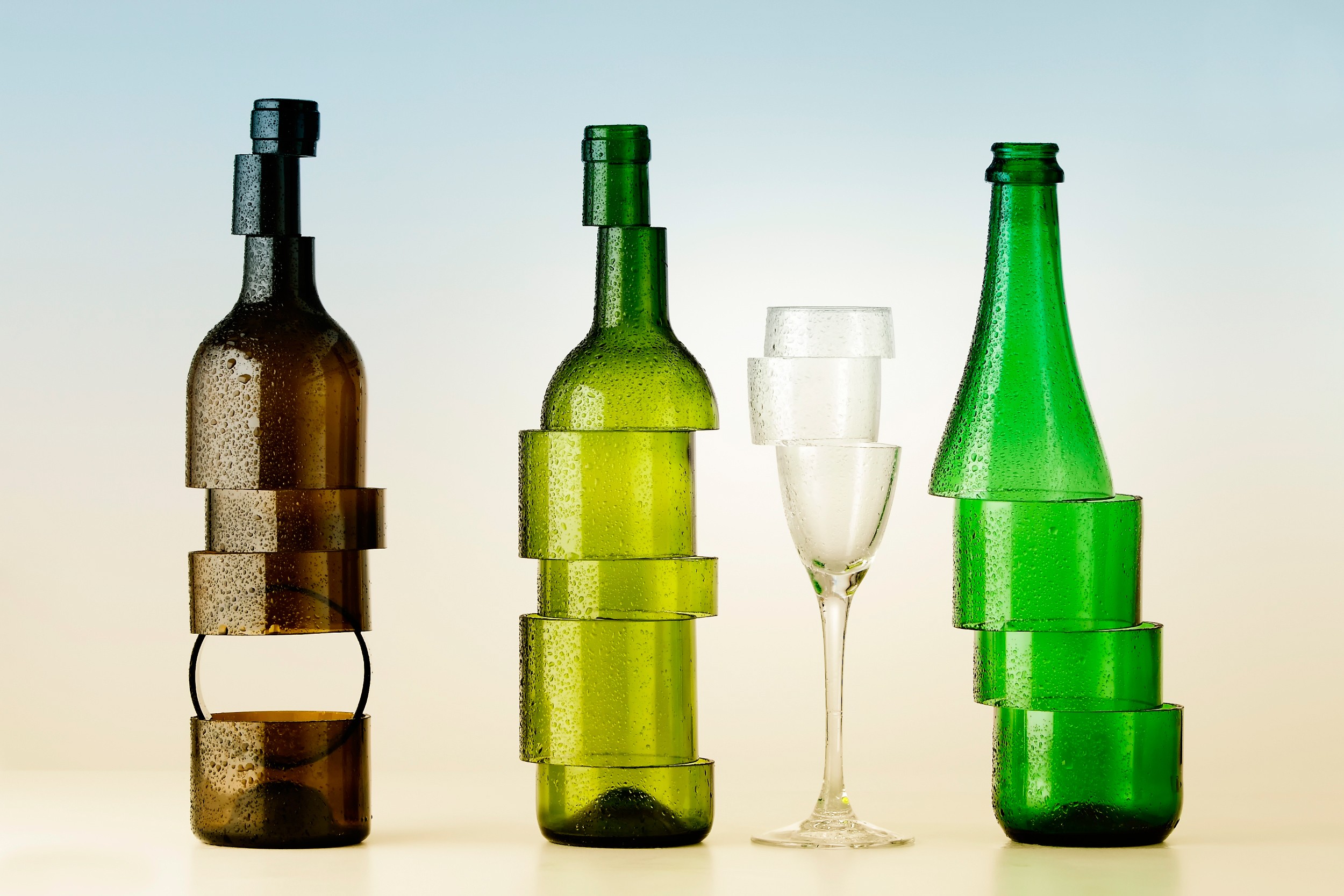 General 2500x1667 creativity artwork sculpture bottles drinking glass circle water drops gradient wine