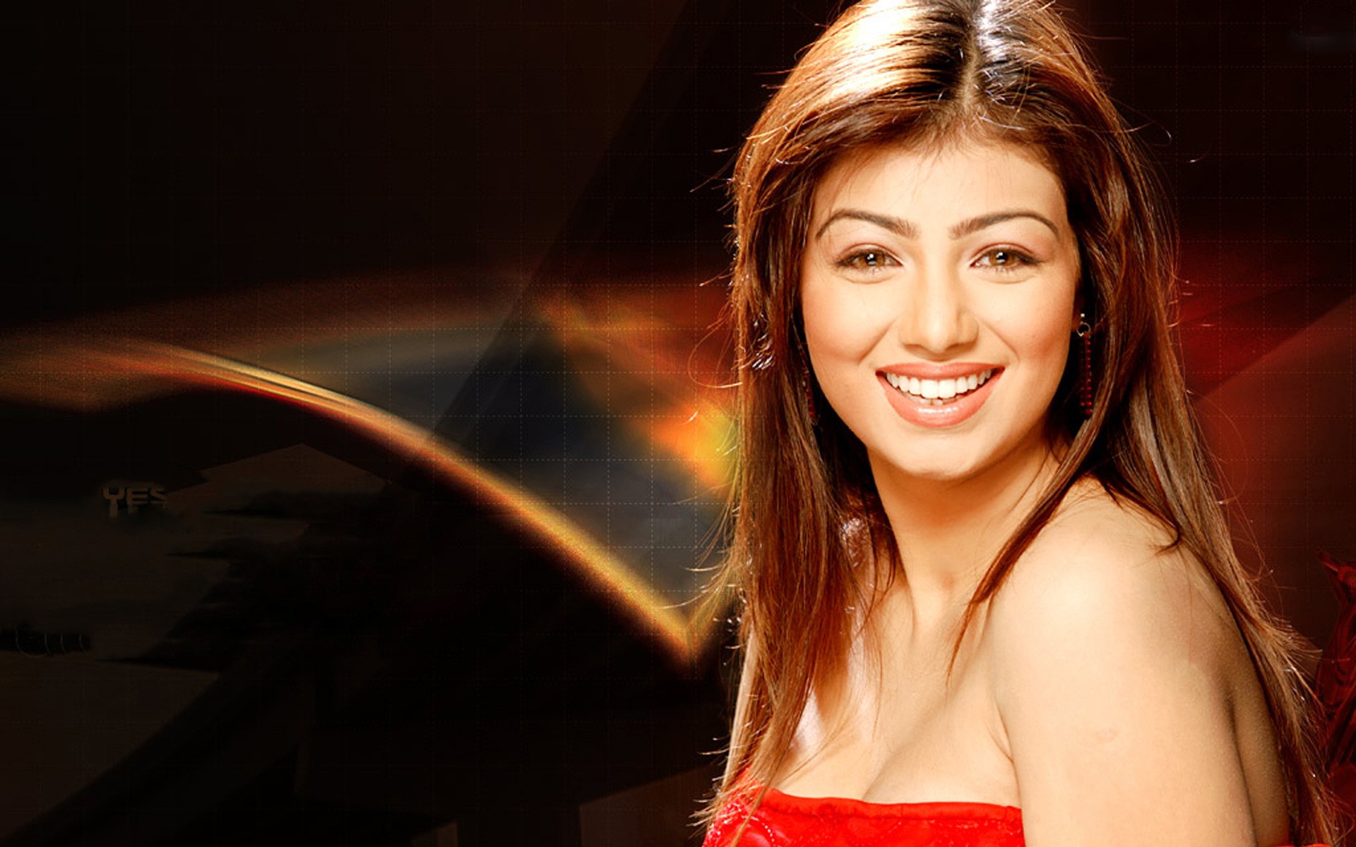 People 1920x1200 Bollywood actresses brunette women long hair smiling looking at viewer Ayesha Takia Indian makeup actress dyed hair