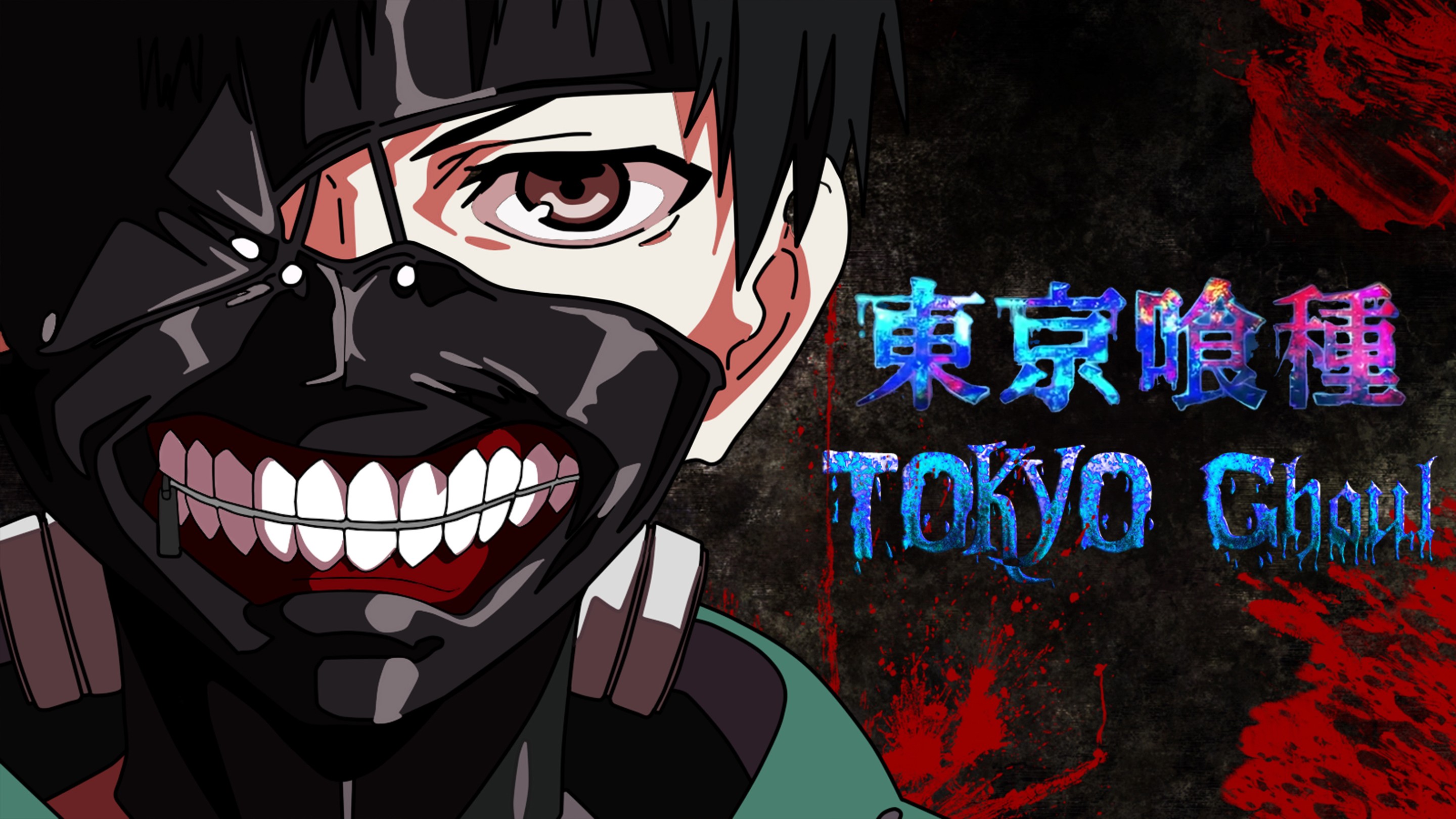Anime 2880x1620 Tokyo Ghoul Kaneki Ken anime face mask closeup