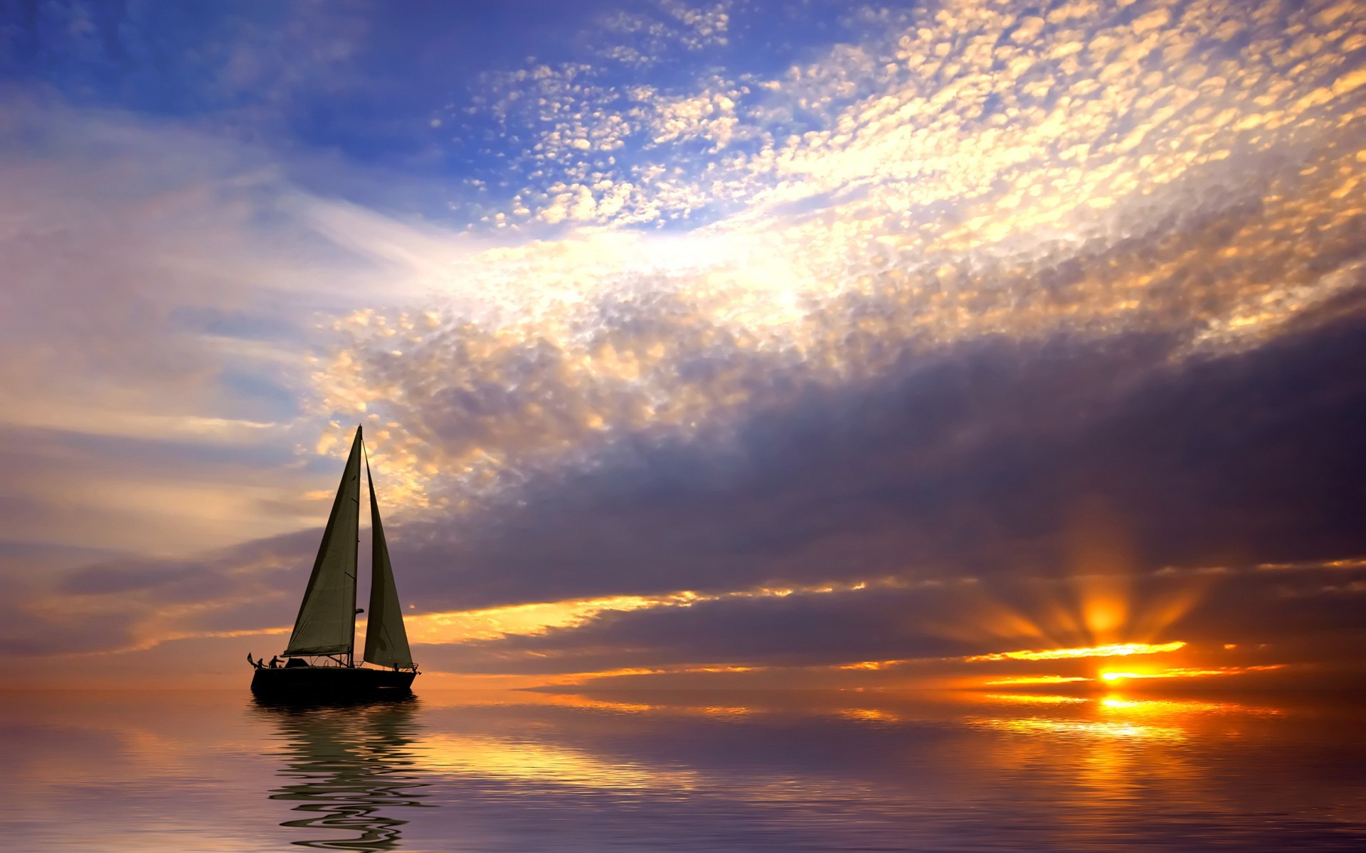 General 1920x1200 sailing ship boat sky sunlight sea clouds sailboats vehicle nature calm