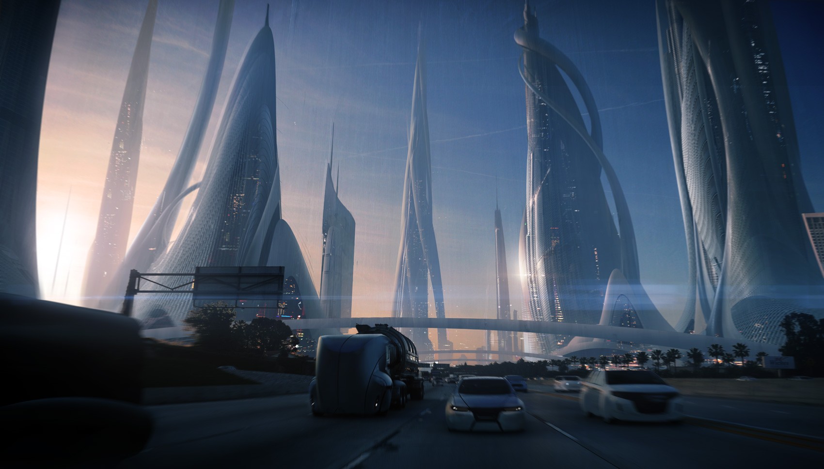 General 1700x968 futuristic science fiction Andree Wallin cityscape city highway skyscraper artwork concept art futuristic city