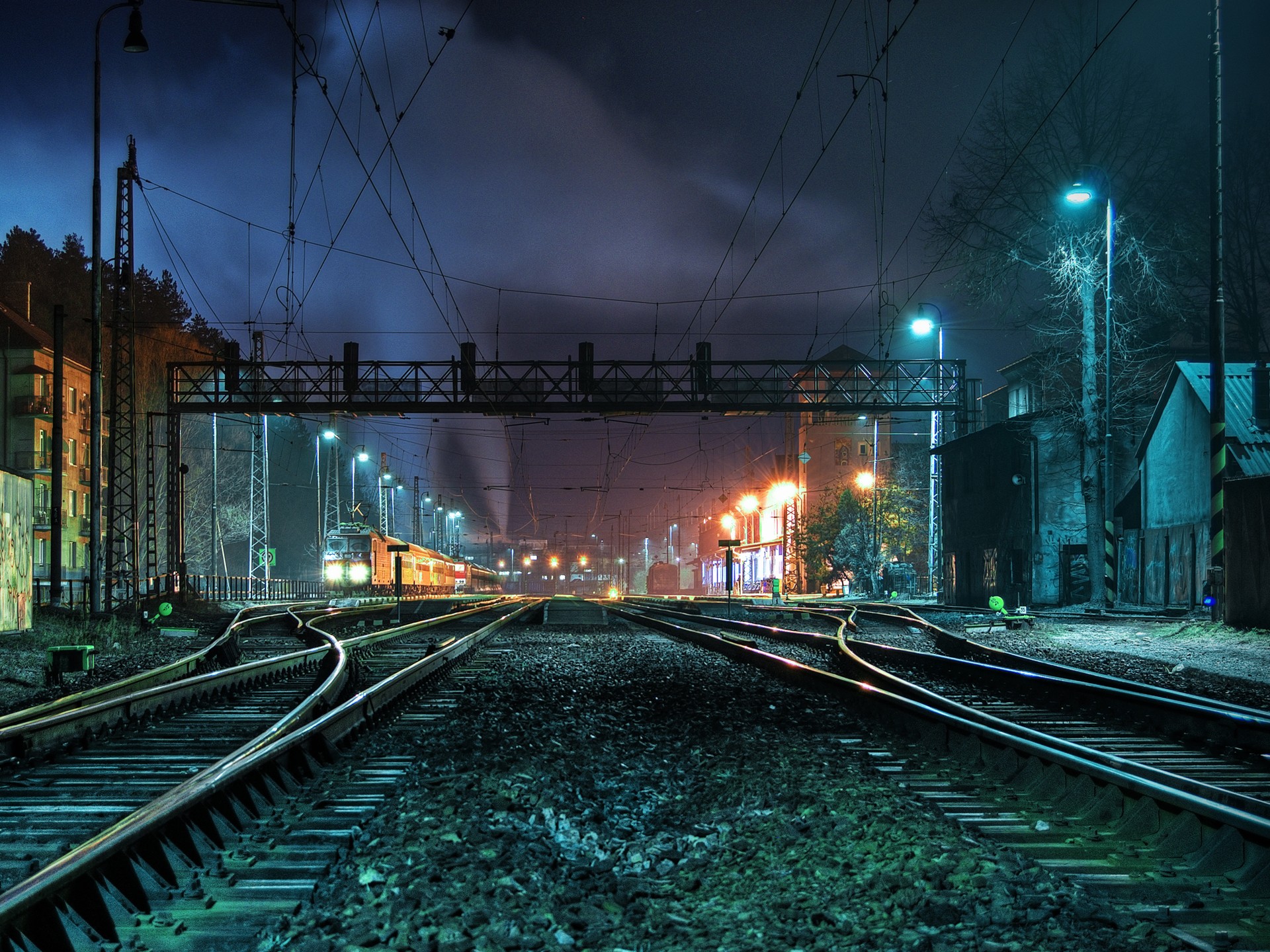 General 1920x1440 railway railway crossing train night vehicle lights train station Slovakia low light