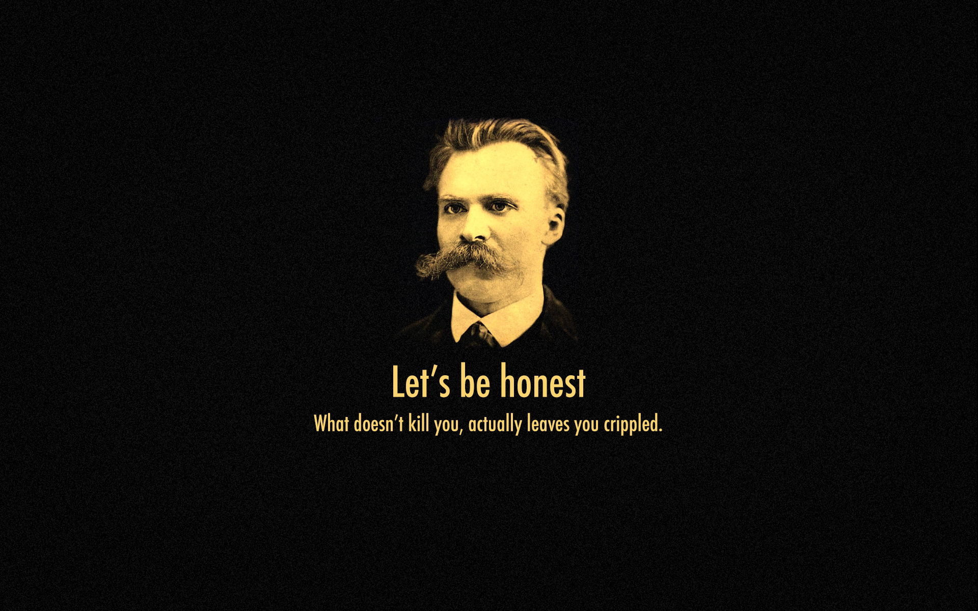 General 1920x1200 short hair men beard Friedrich Nietzsche moustache humor fake quote yellow minimalism simple background