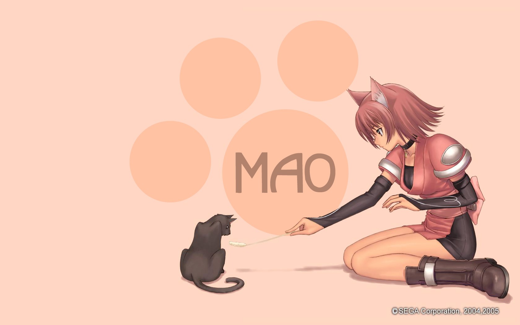 Anime 1680x1050 anime Shining Tears Tony Taka anime girls cats animals Sega animal ears kneeling simple background